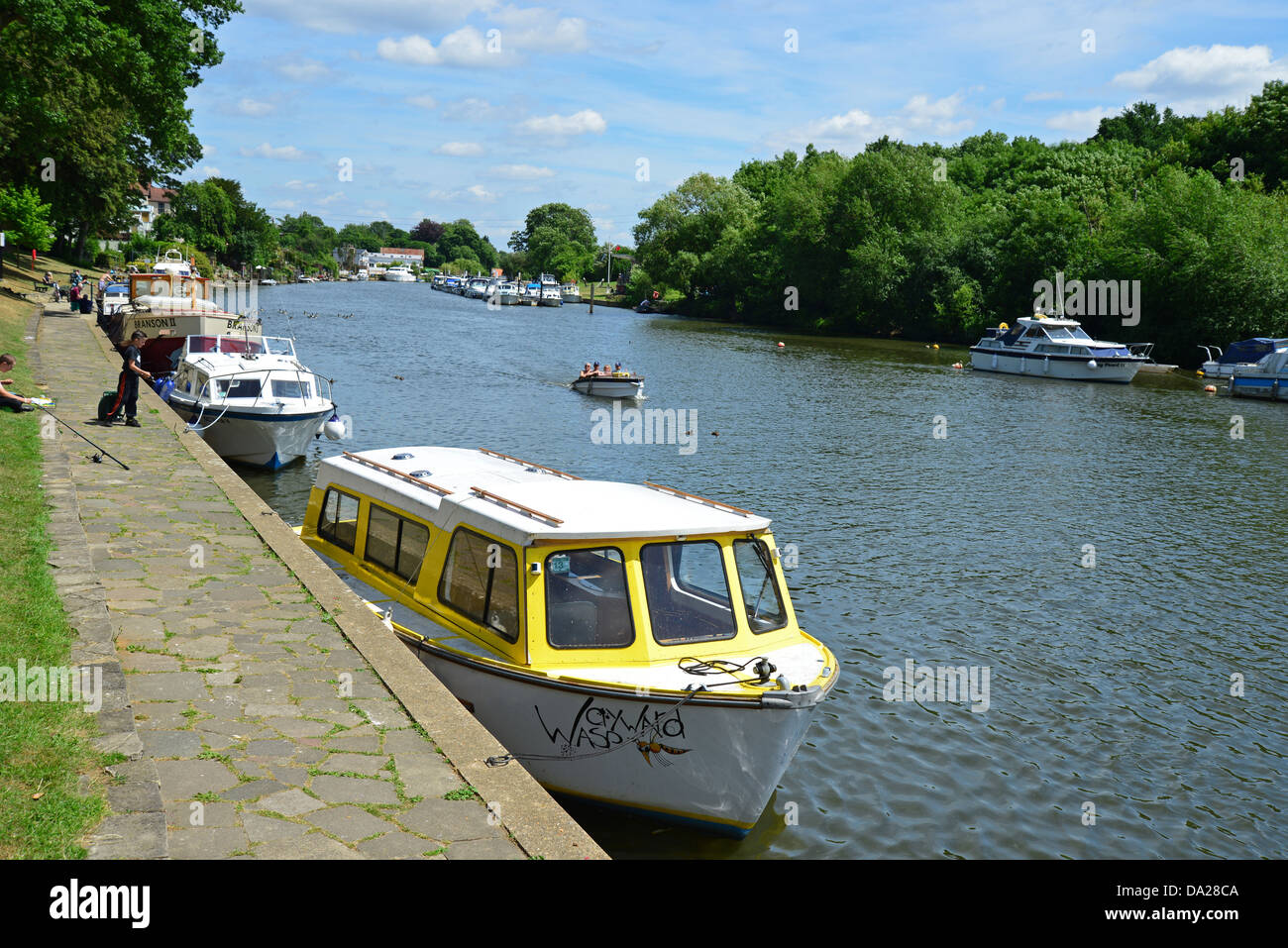 Riverside View, Themse, Sunbury-on Thames, Surrey, England, Vereinigtes Königreich Stockfoto