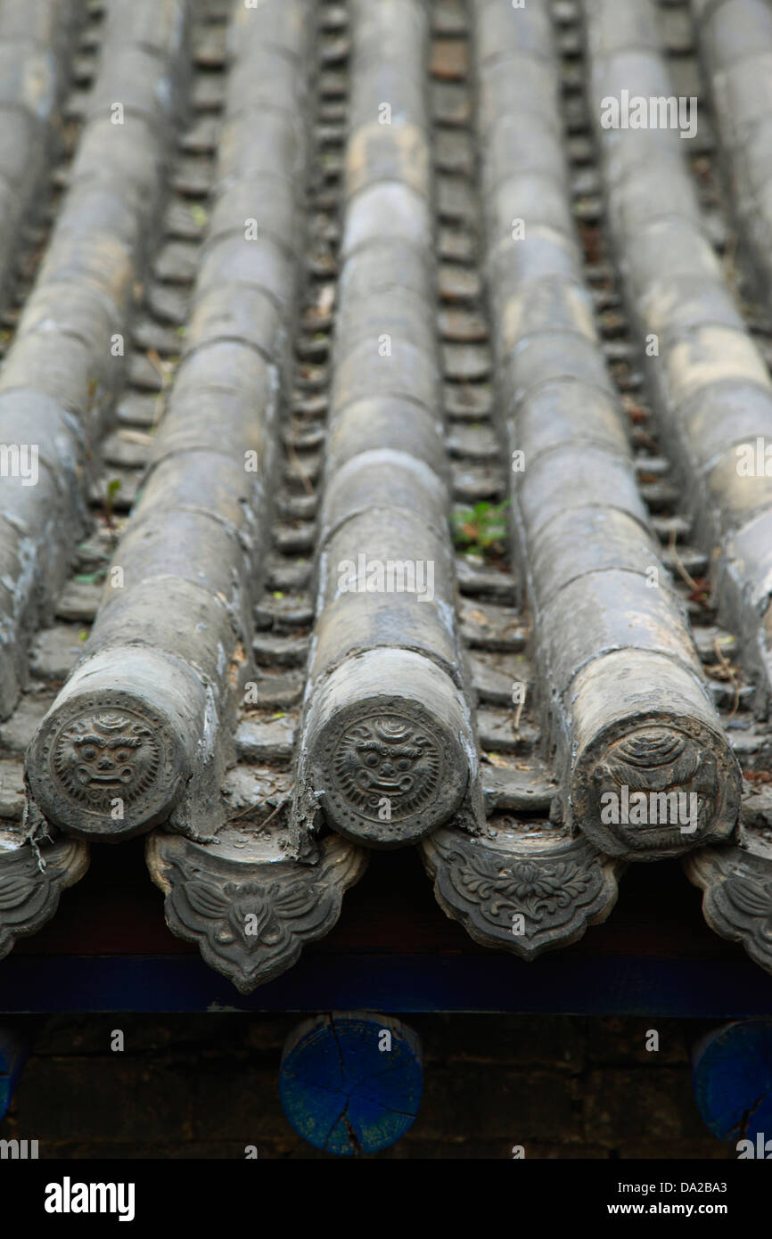 Jinci Tempel Komplex, Heilige Mutter Hall, Taiyuan, Provinz Shanxi, China gefliest Dach Stockfoto