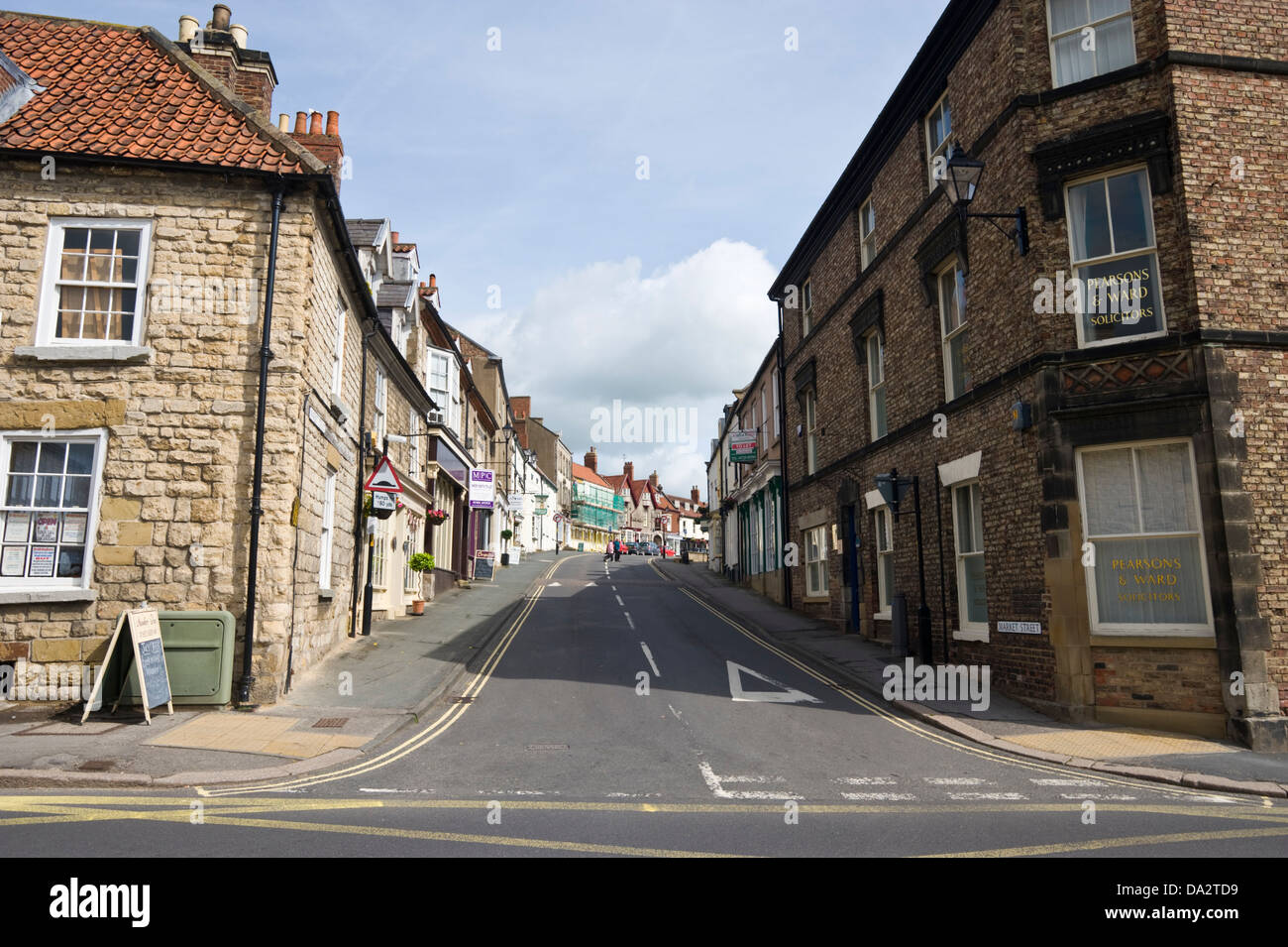 Nachschlagen von Market Street Malton Ryedale North Yorkshire England UK Stockfoto