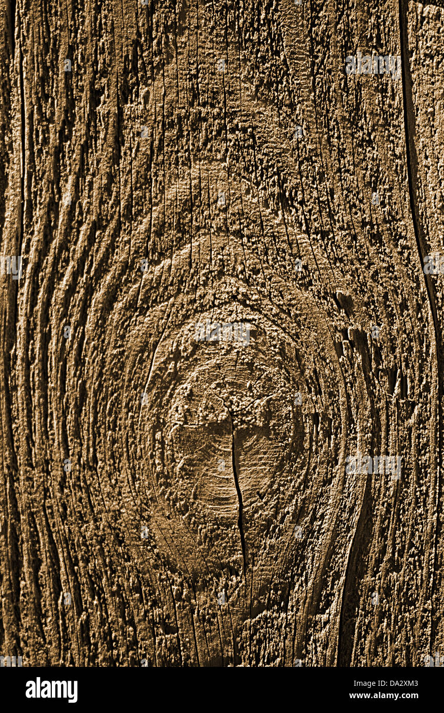 Dies ist eine Nahaufnahme des alten Holzbrett in Sepia Farbe wie schöne Natur Hintergrund Stockfoto