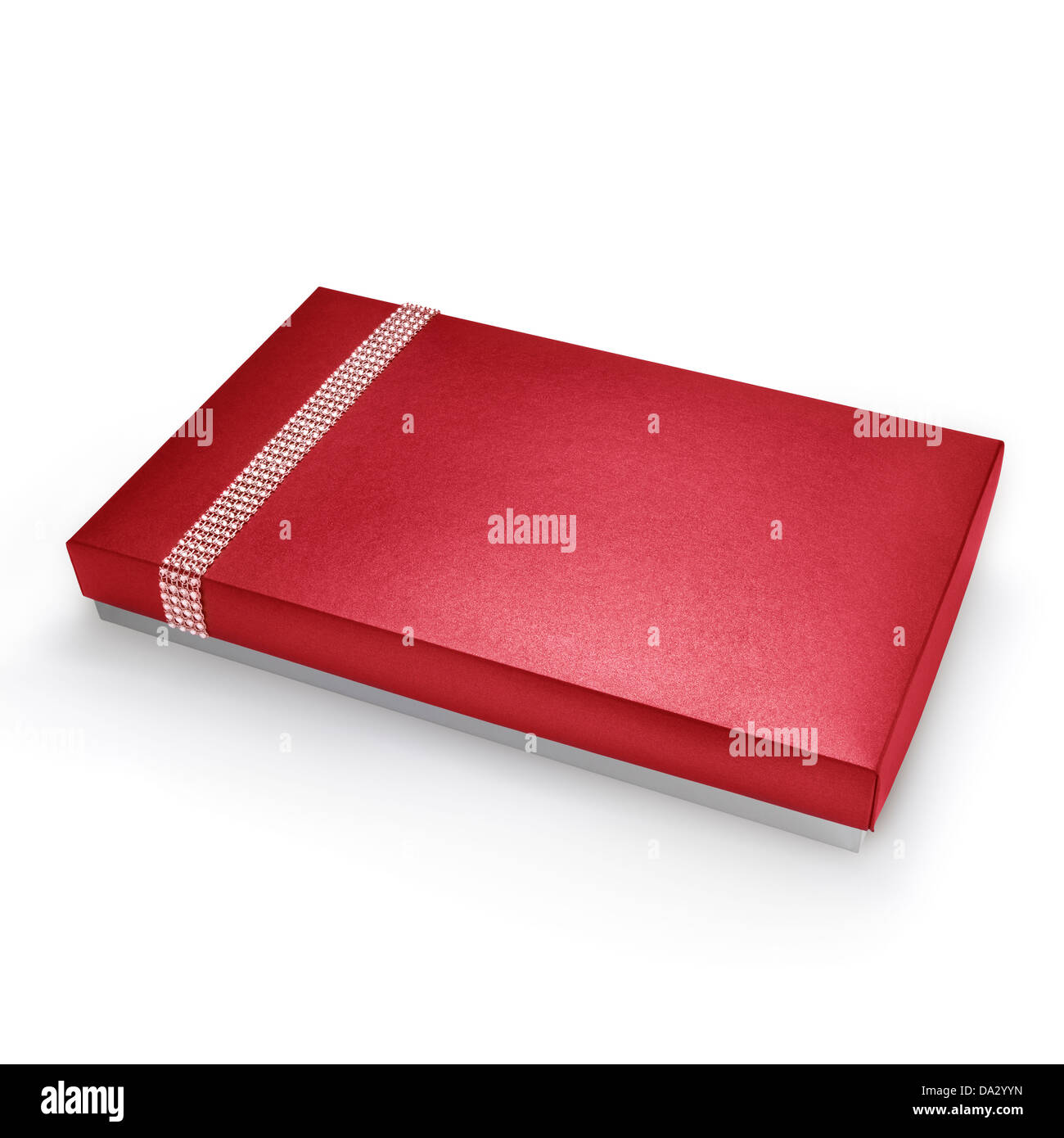 Rote Farbe Geschenkbox mit Diamanten. Clipping-pat Stockfoto