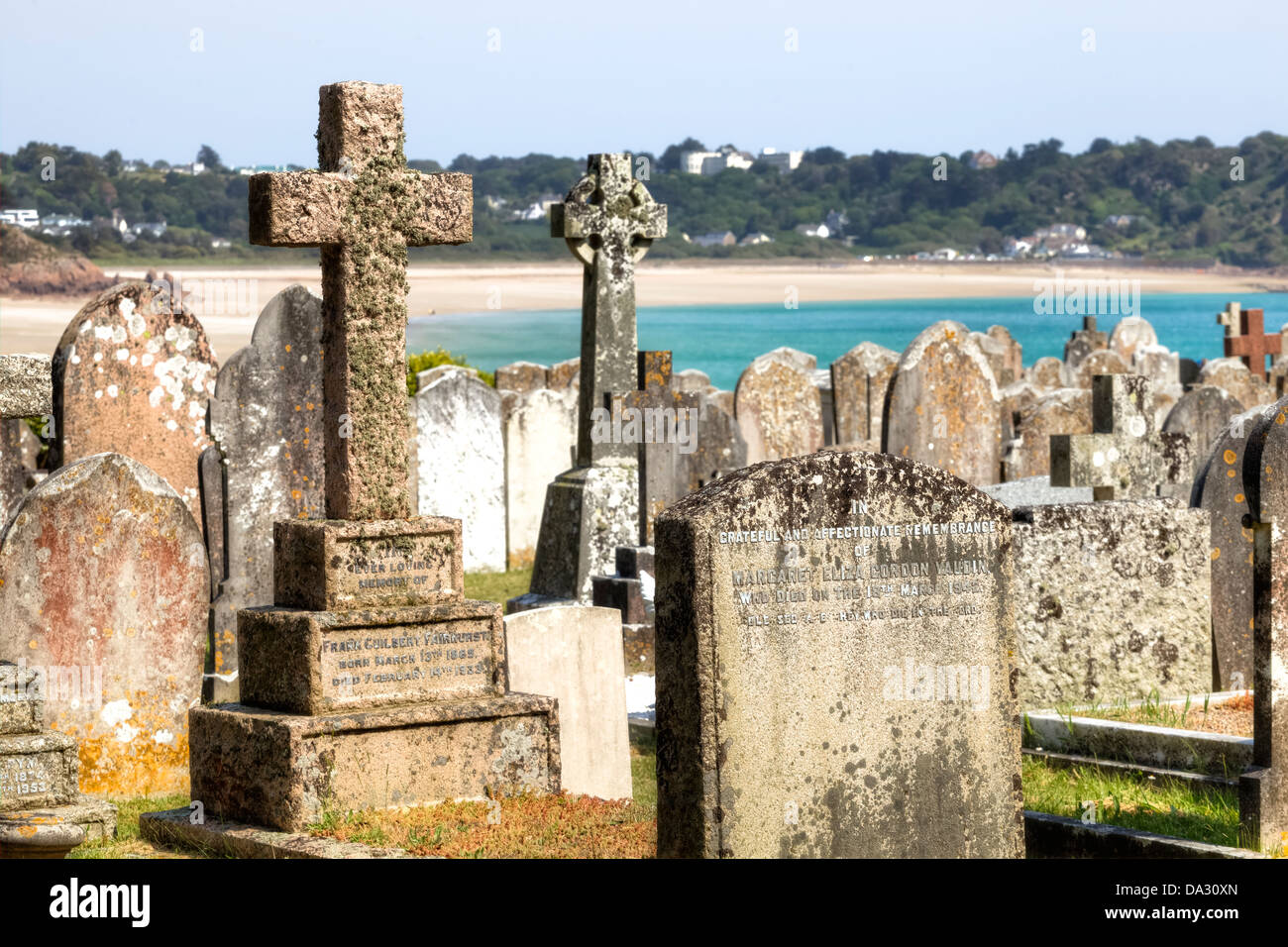 Alter Friedhof an der St Brelade Bay, Jersey, Großbritannien Stockfoto
