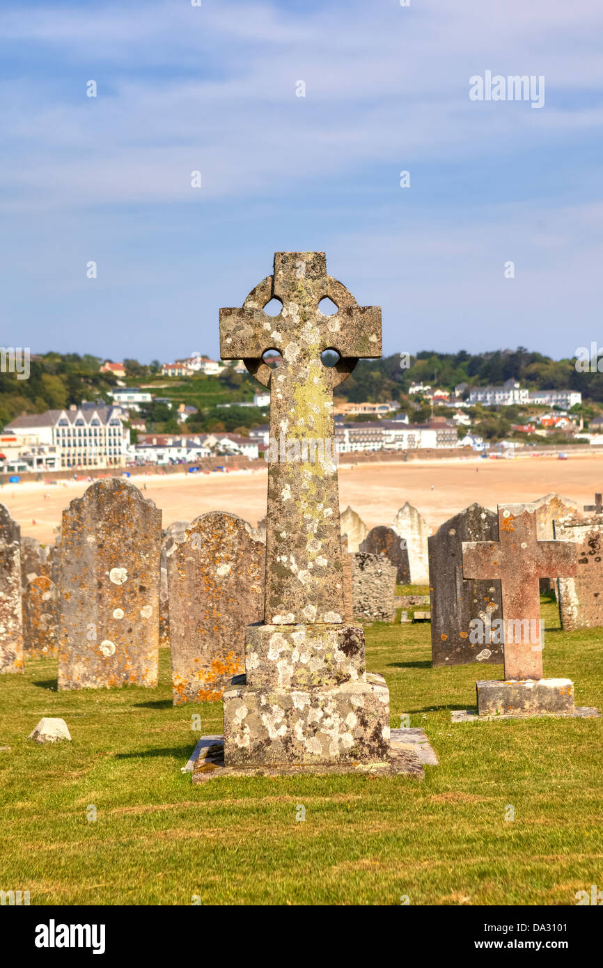 Alter Friedhof an der St Brelade Bay, Jersey, Großbritannien Stockfoto