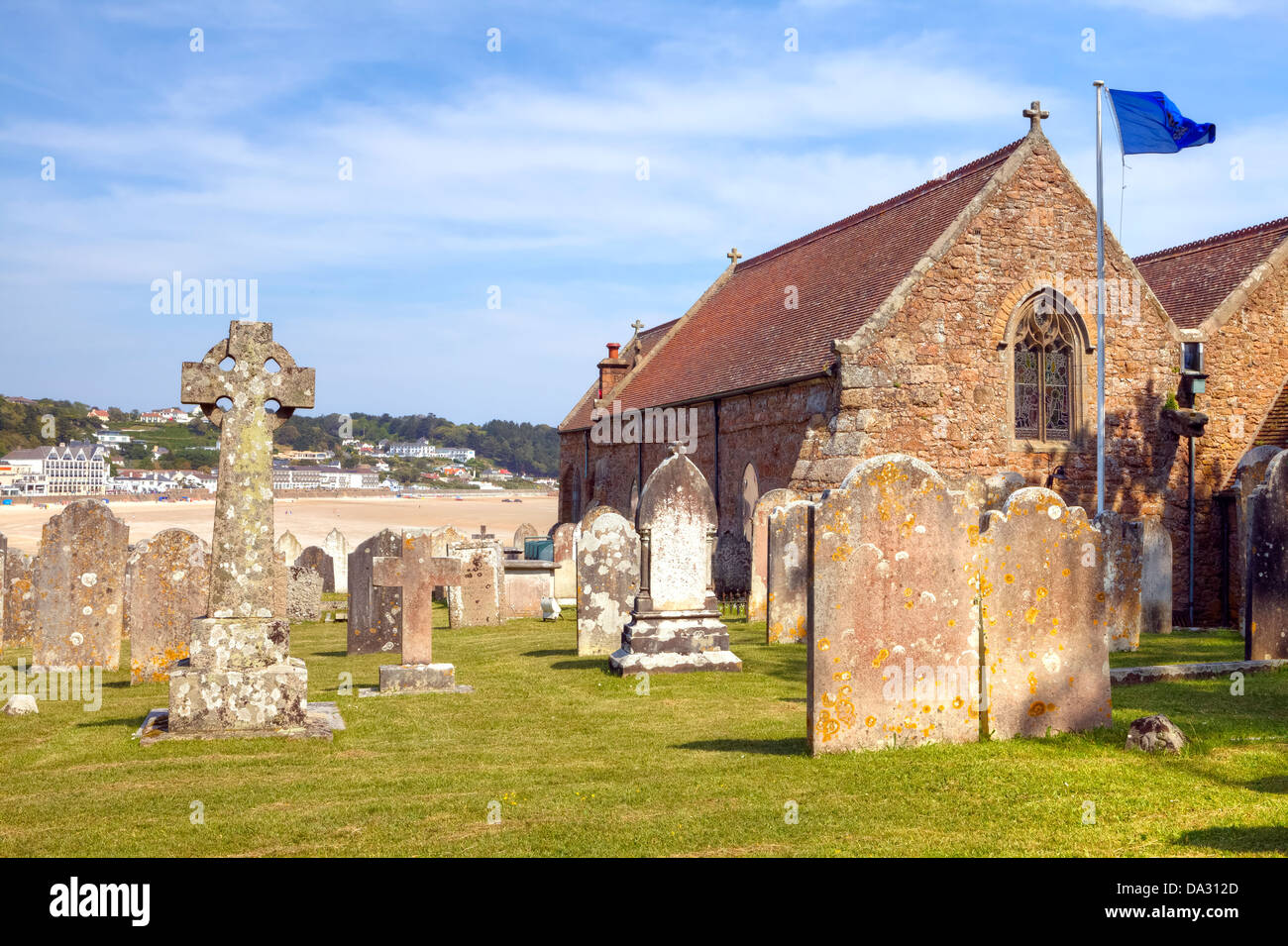 Alter Friedhof an der St Brelade Bay, Jersey, Großbritannien Stockfoto