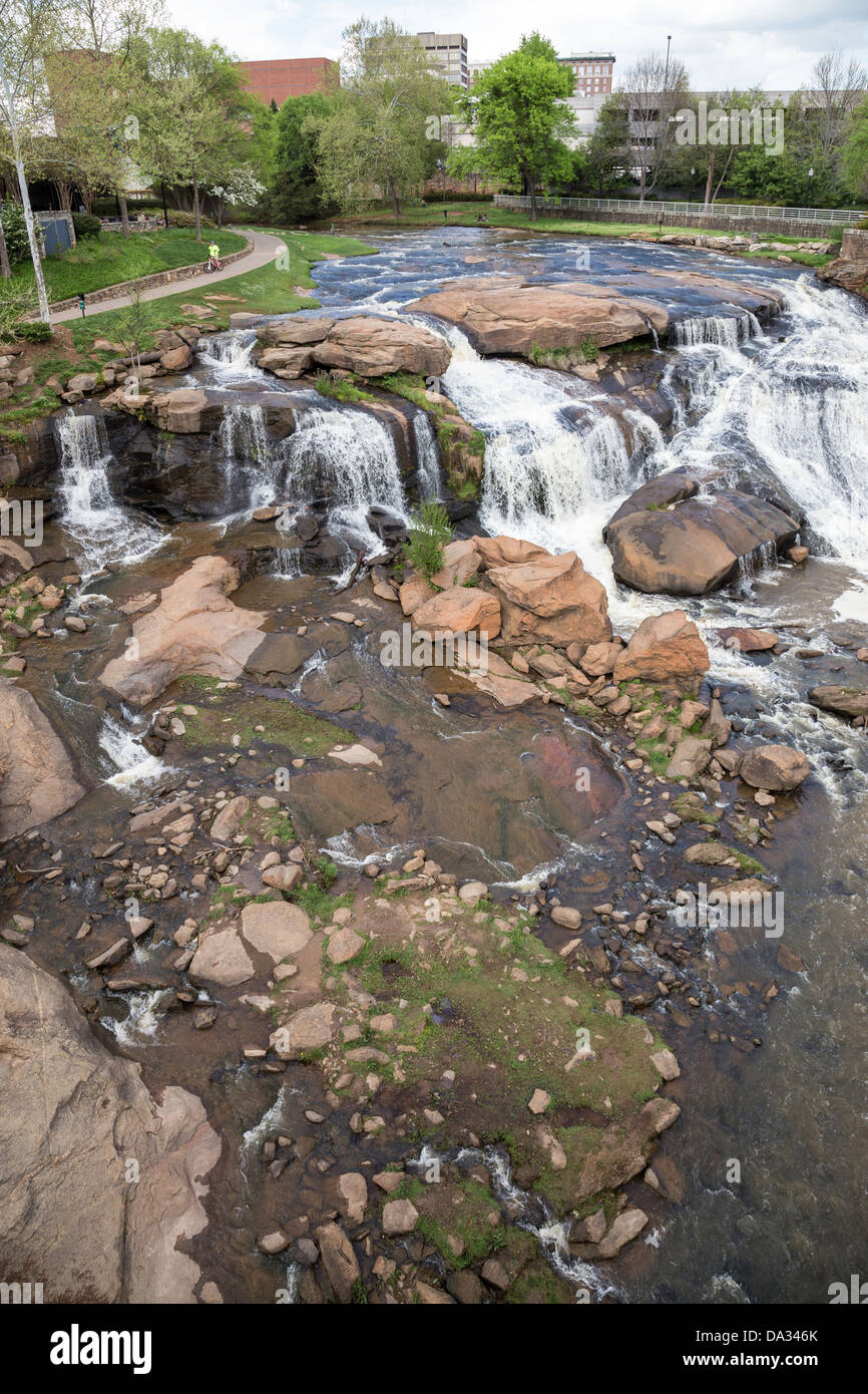 Falls Park auf näselnd, Greenville, SC, USA Stockfoto