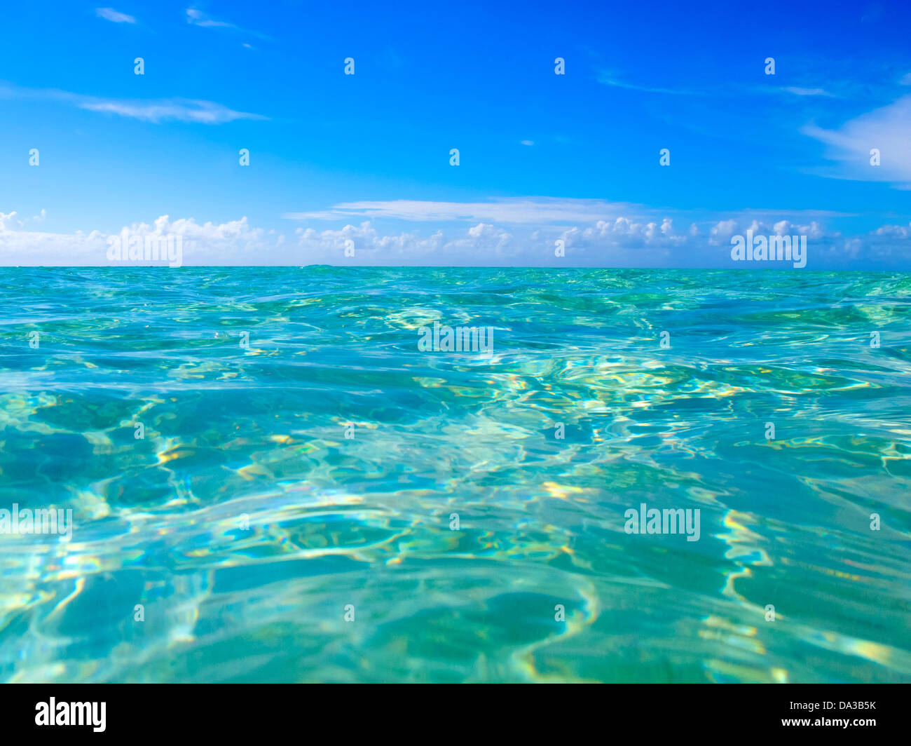 türkisfarbene klare Wasser des karibischen Meeres Stockfoto