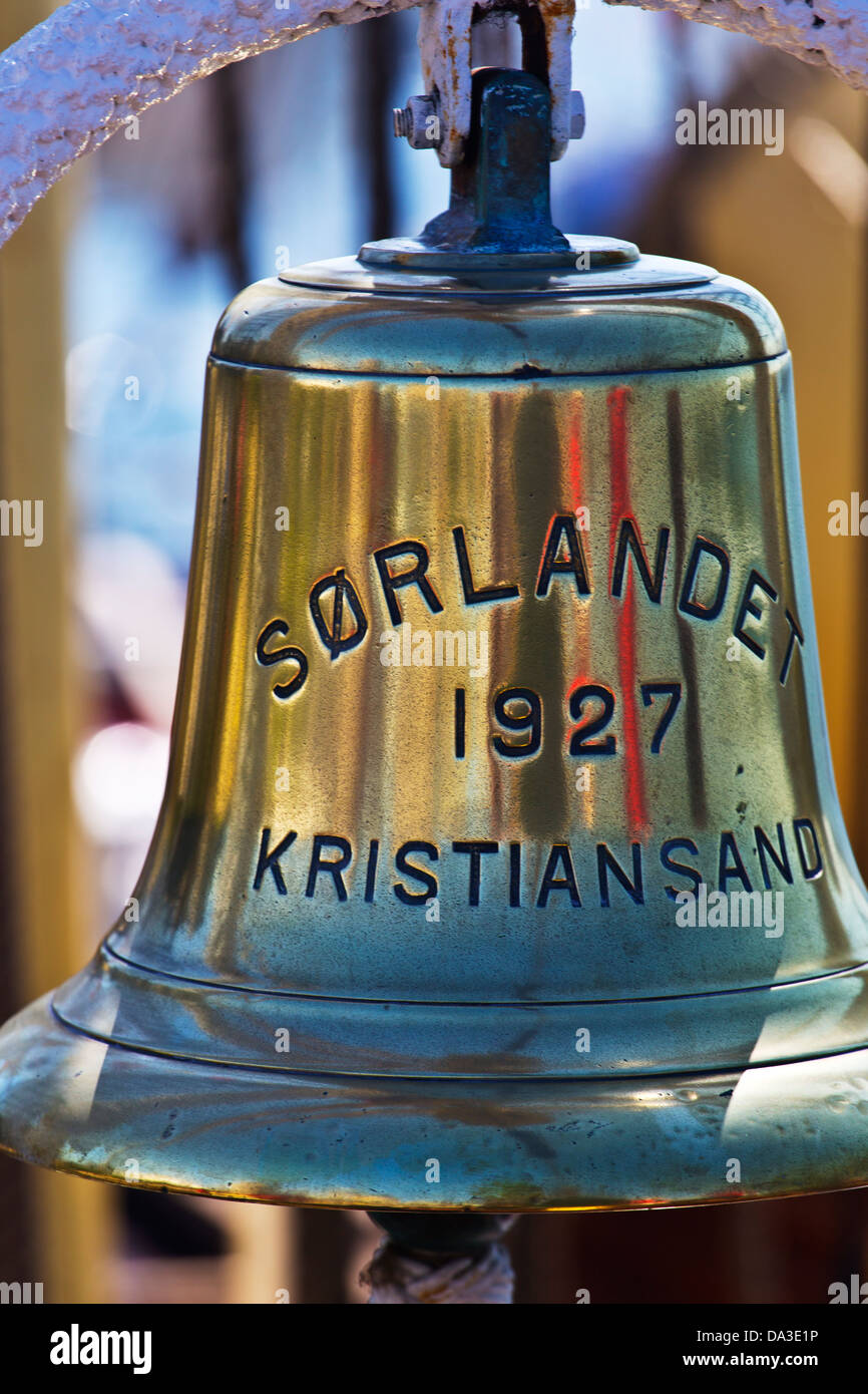 Schiffe Glocke norwegischen Großsegler Sorlander Stockfoto