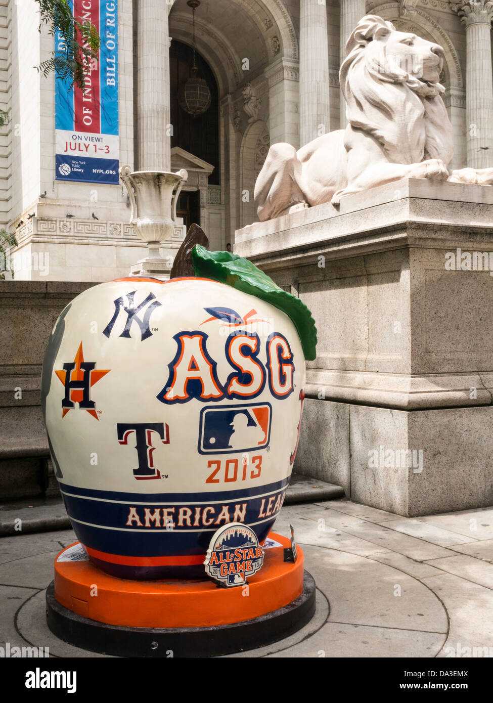 American League Apfel, 2013 All-Star Spiel Äpfel auf Parade, NYPL, NYC, USA Stockfoto