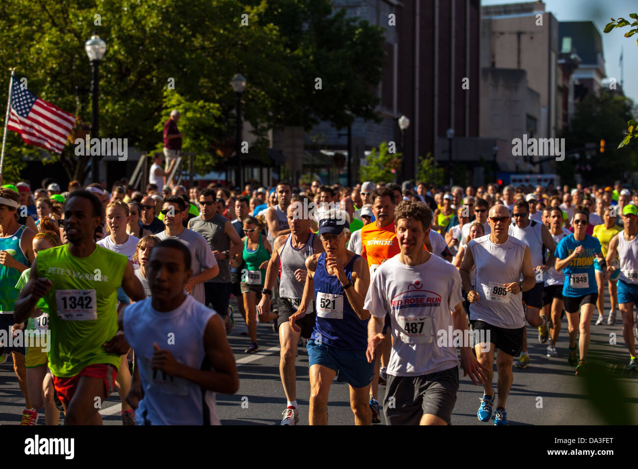 Der jährliche Red Rose Run findet statt in der Innenstadt von Lancaster