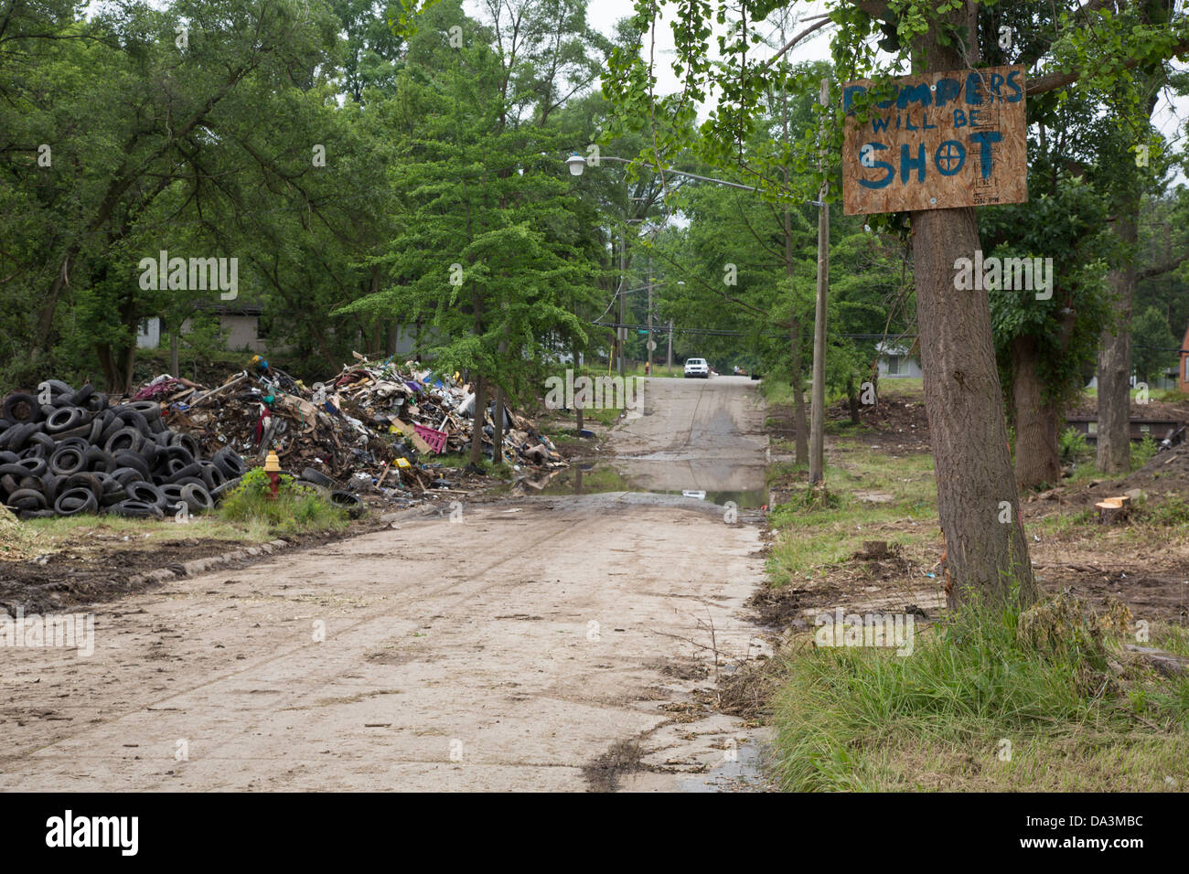 Detroit, Michigan - The Detroit Blight Authority bereinigt 14 Blöcke der Brightmoor Nachbarschaft. Stockfoto