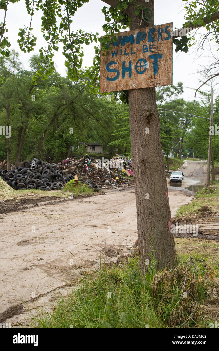 Detroit, Michigan - The Detroit Blight Authority bereinigt 14 Blöcke der Brightmoor Nachbarschaft. Stockfoto