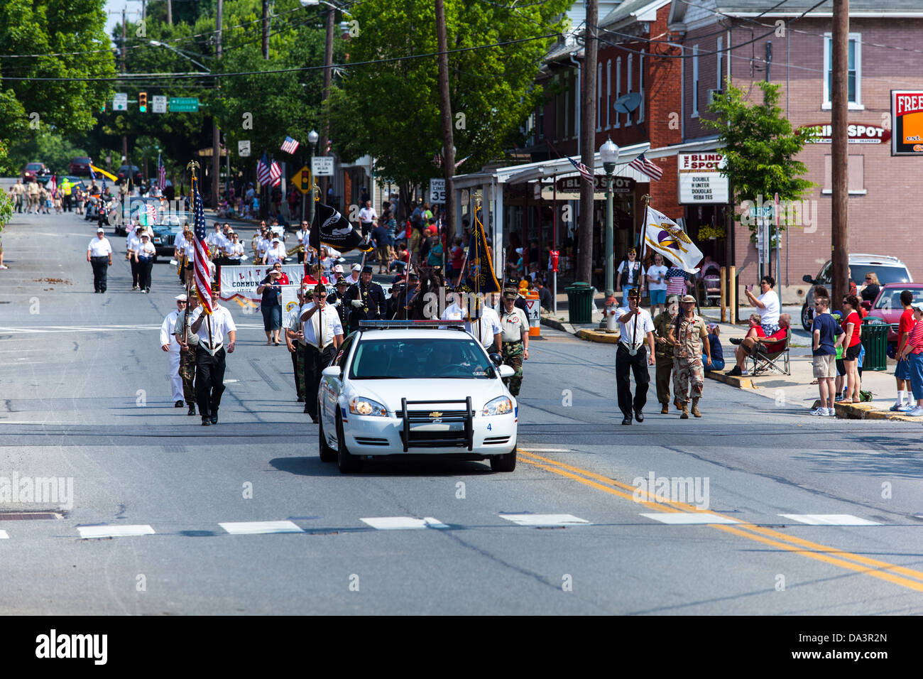 Eine kleine Stadt Memorial Day parade Feier in Lititz, Lancaster County, PA. Stockfoto
