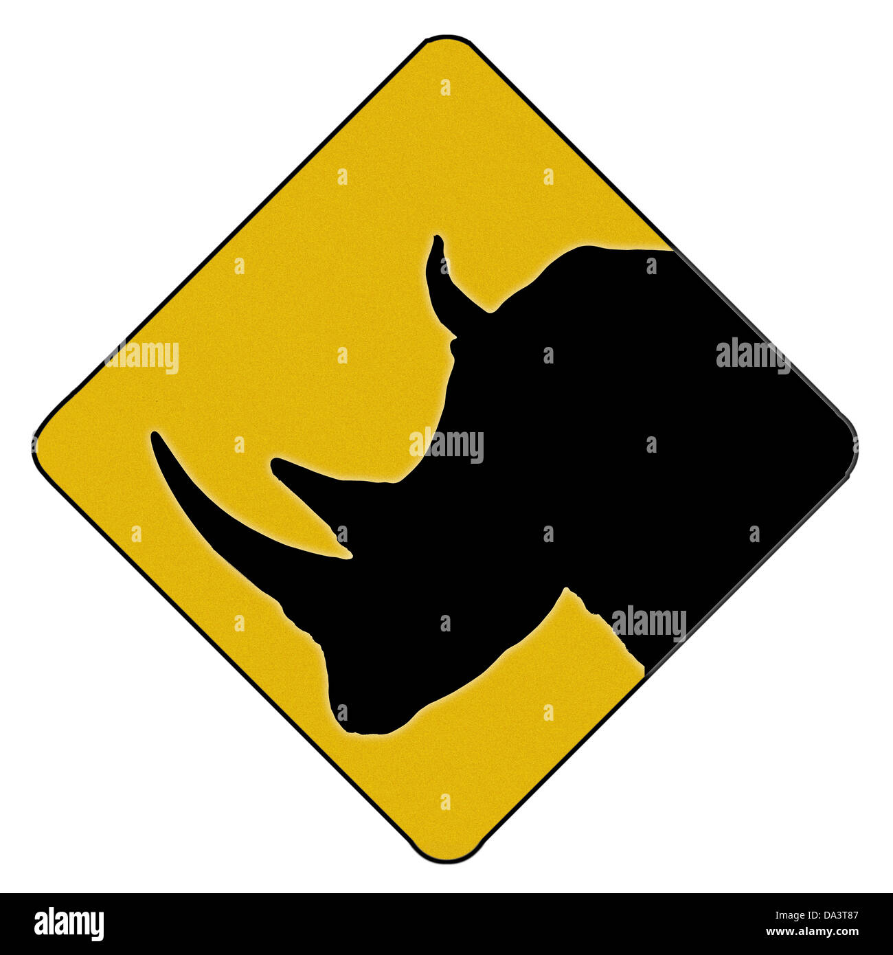 Ein Nashorn Kreuzung Straße Zeichen. Erstellung digitaler für Zoo und Kinderzimmer Stockfoto