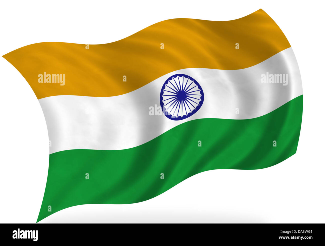 Indische Flagge, isoliert Stockfoto