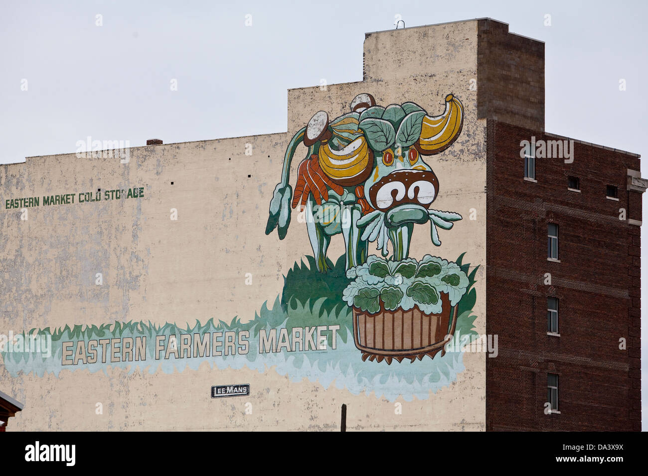 Ein Graffiti Werbung den Detroit östlichen Bauernmarkt wird in Detroit (Mi) gesehen. Stockfoto
