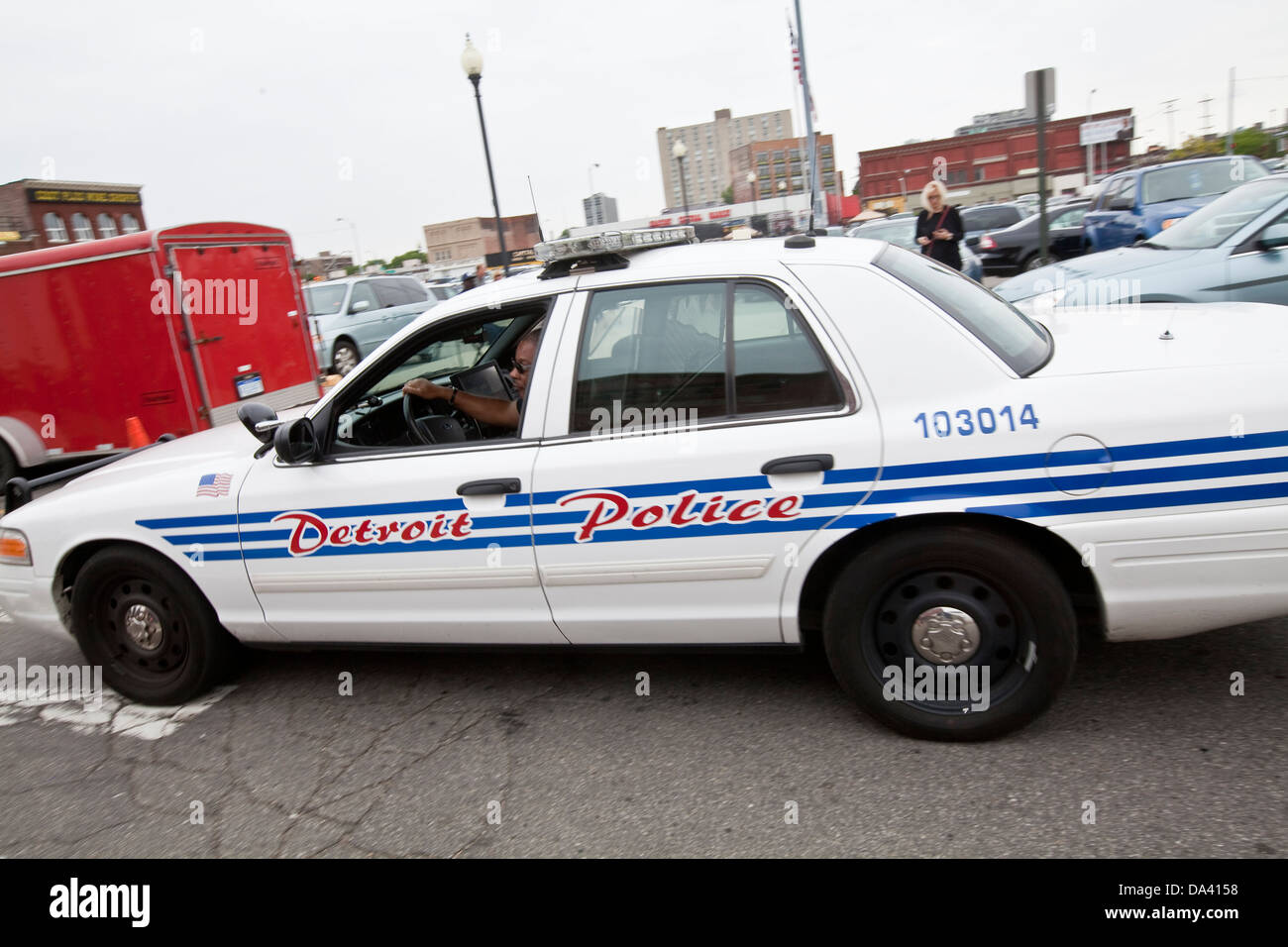 Ein Polizeiauto Detroit sieht in Detroit (Mi) Stockfoto