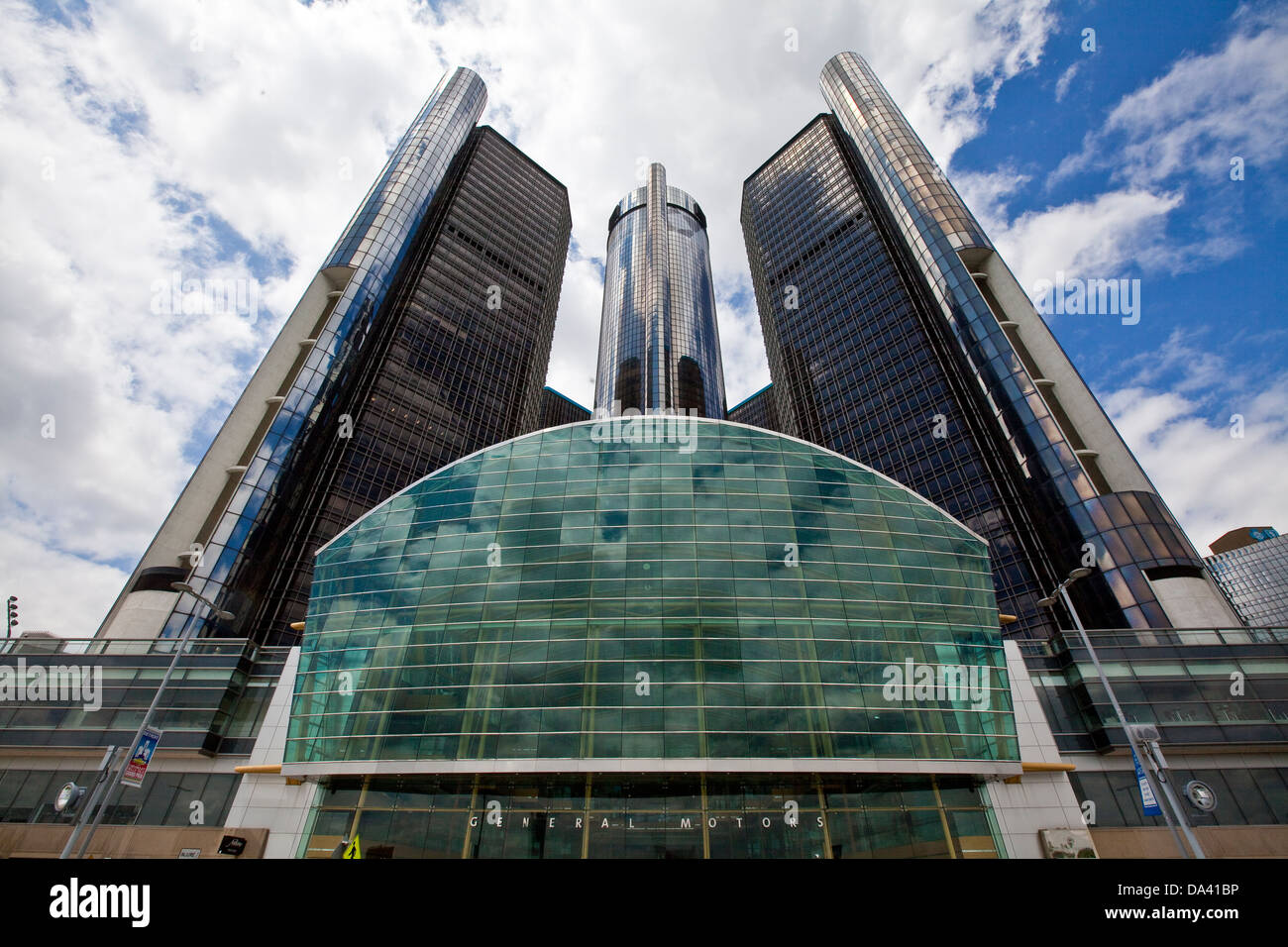 General Motors Unternehmenszentrale ist in Detroit Renaissance Center gesehen. Stockfoto