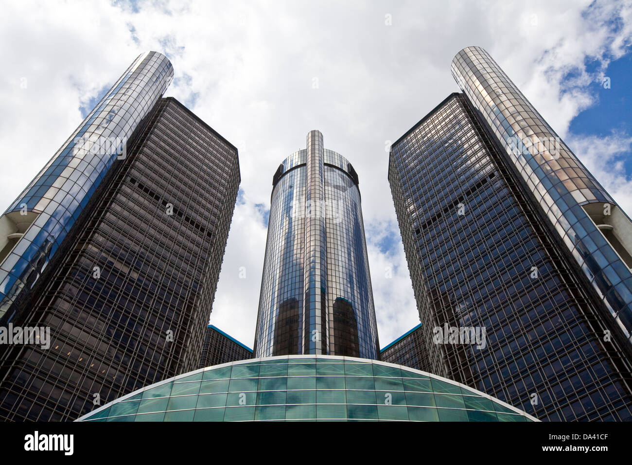 General Motors Unternehmenszentrale ist in Detroit Renaissance Center gesehen. Stockfoto