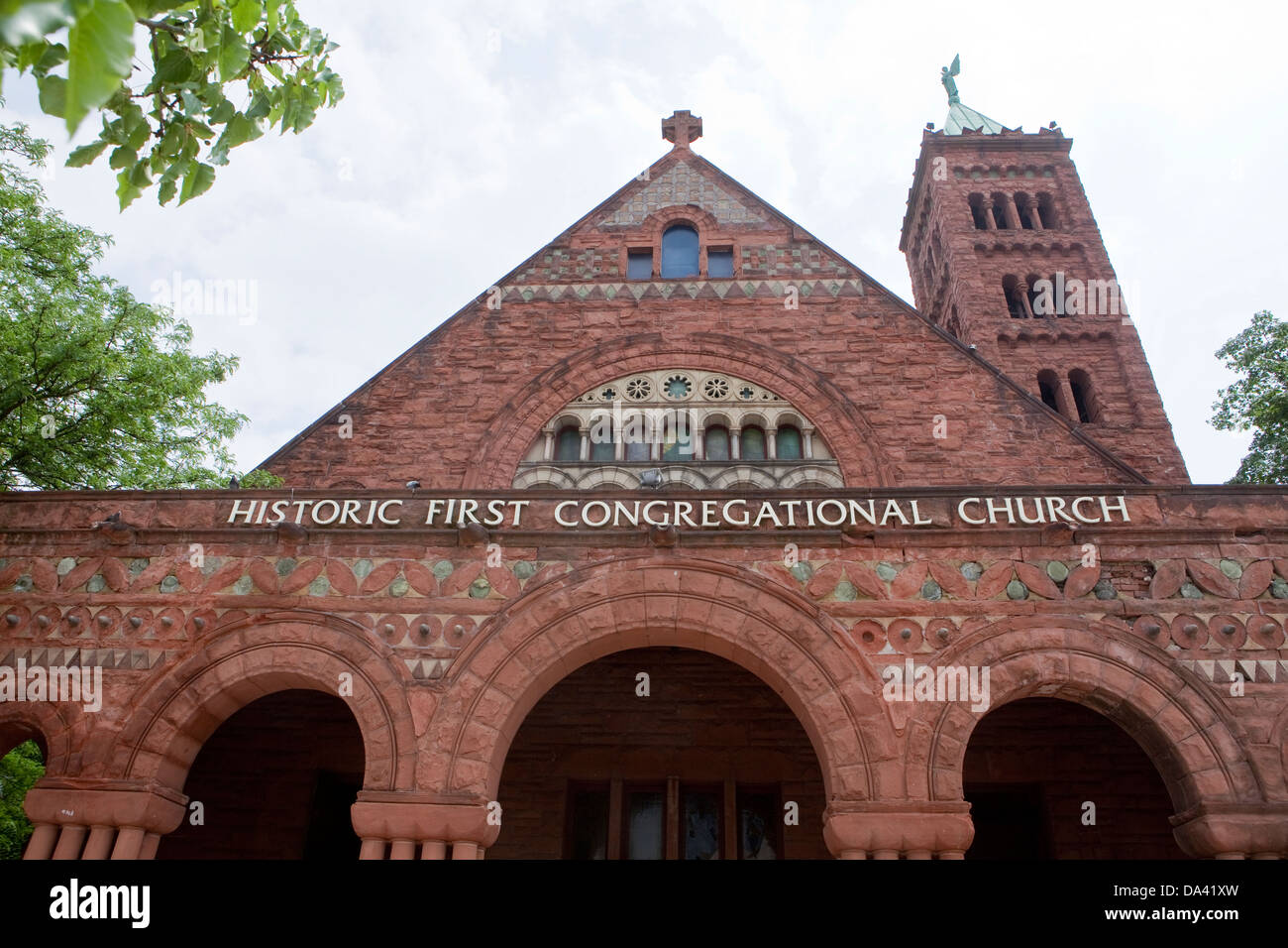 Historisches First Congregational Church ist in Detroit (Mi) gesehen. Stockfoto