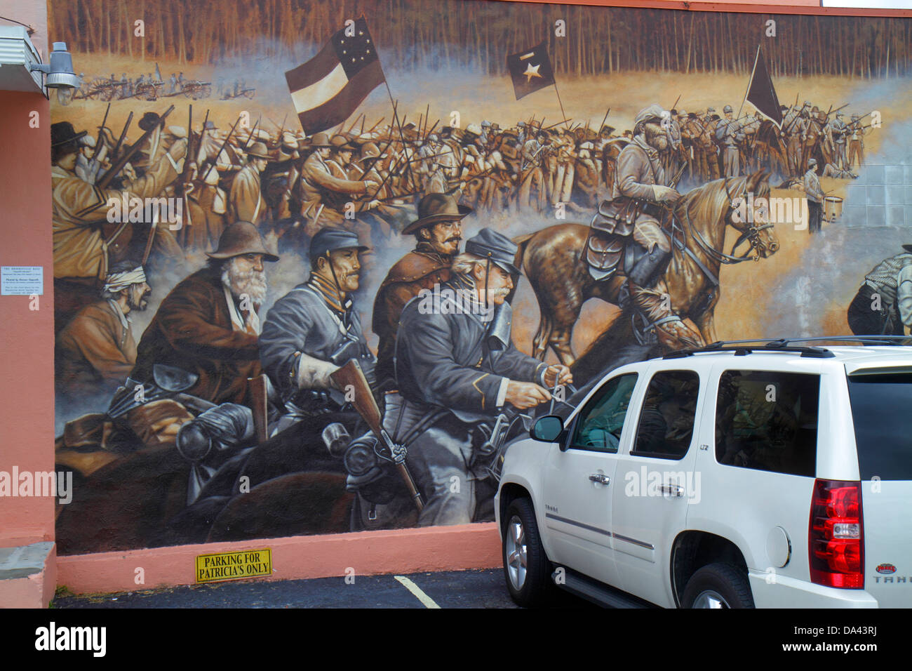 Florida Brooksville, Main Street, Wandgemälde, lokale Geschichte, Schlacht, Besucher Reise Reise Reise Tourismus Wahrzeichen Kultur Kultur Kultur, Urlaub Stockfoto