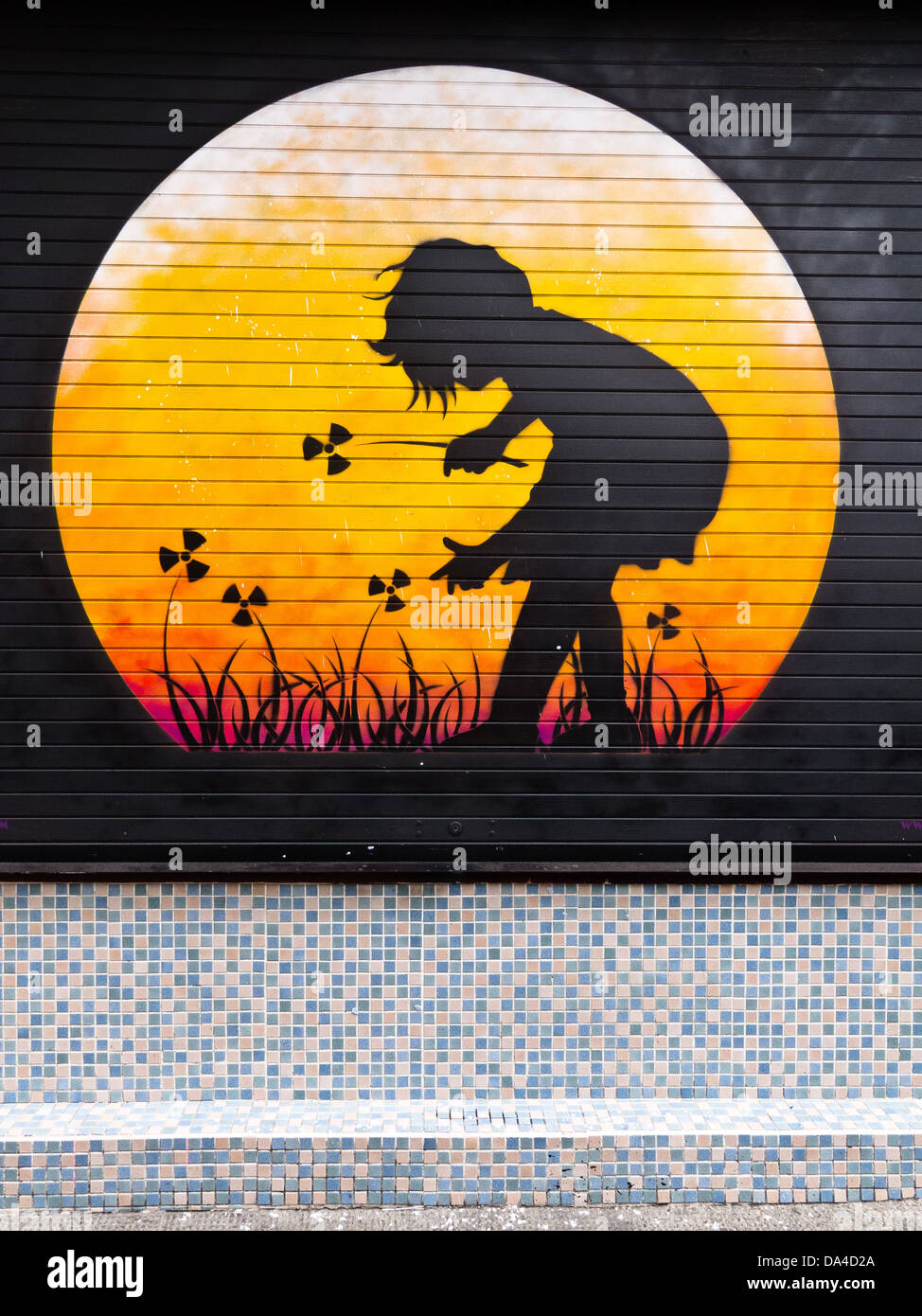 Streetart im Bereich Brick Lane in London Stockfoto