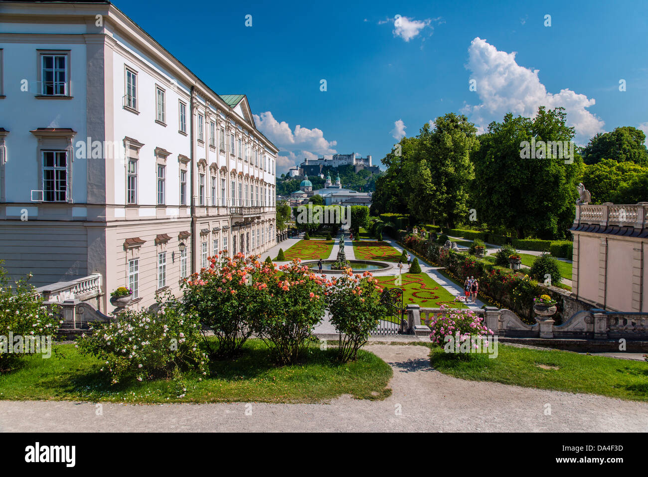 Gärten von Schloss Mirabell oder Schloss Mirabell, Salzburg, Österreich Stockfoto