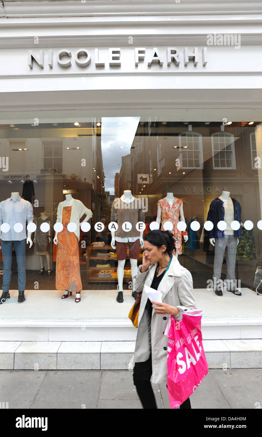 Floral Street, Covent Garden, London, UK. 3. Juli 2013. Die Nicole Farhi-Shop in Covent Garden. Die Mode und Haushaltswaren Händler gegangen in die Verwaltung. Bildnachweis: Matthew Chattle/Alamy Live-Nachrichten Stockfoto