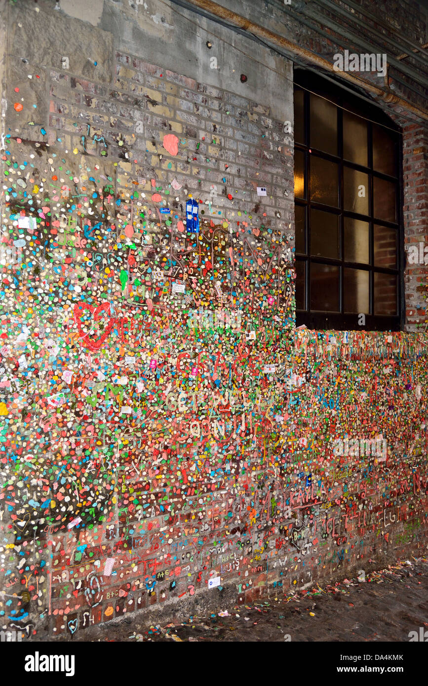 Die berüchtigte "Gum-Wand. Seattle, Washington, USA. Stockfoto