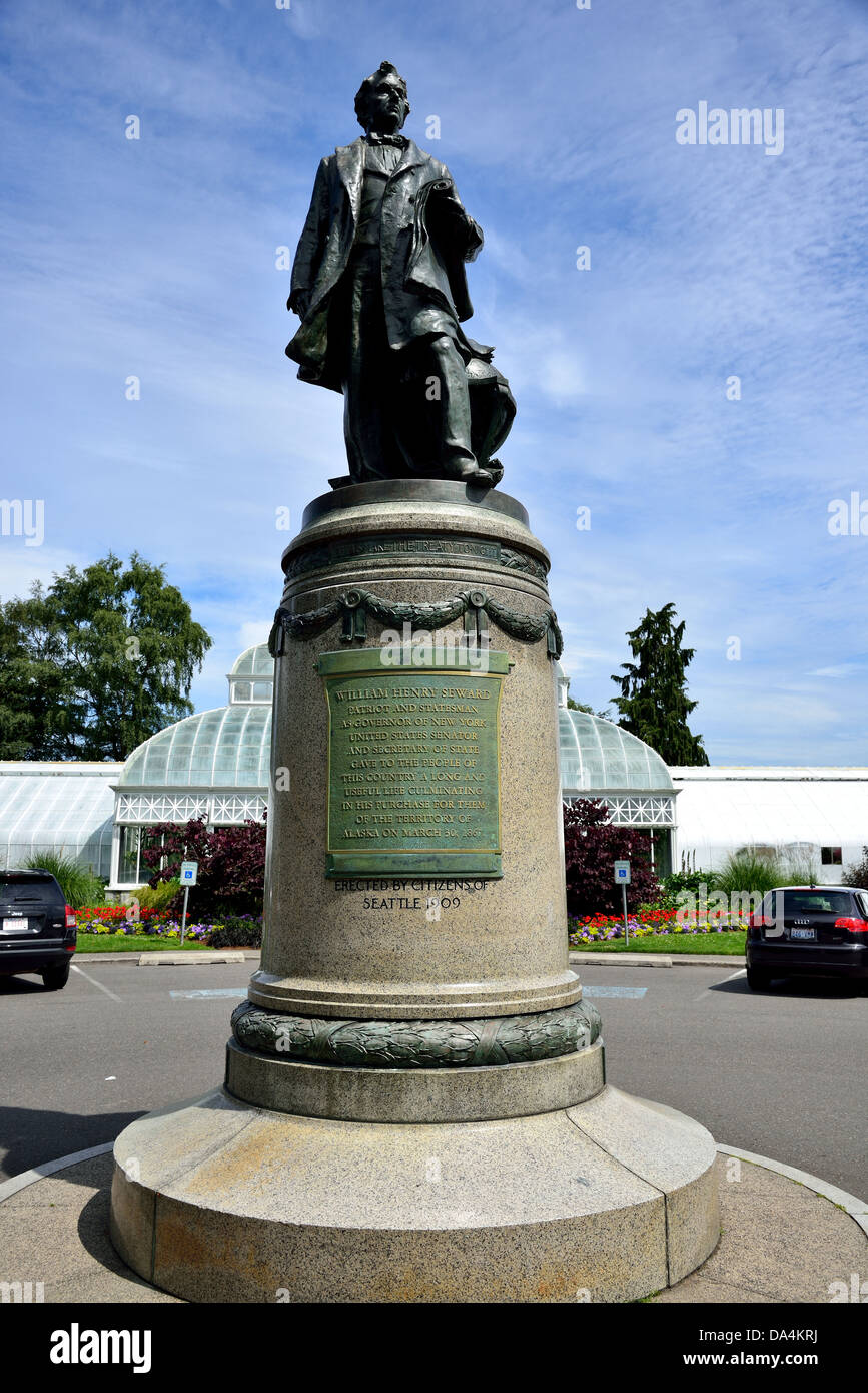 Bronzestatue von Seward im Volunteer Park. Seattle, Washington, USA. Stockfoto