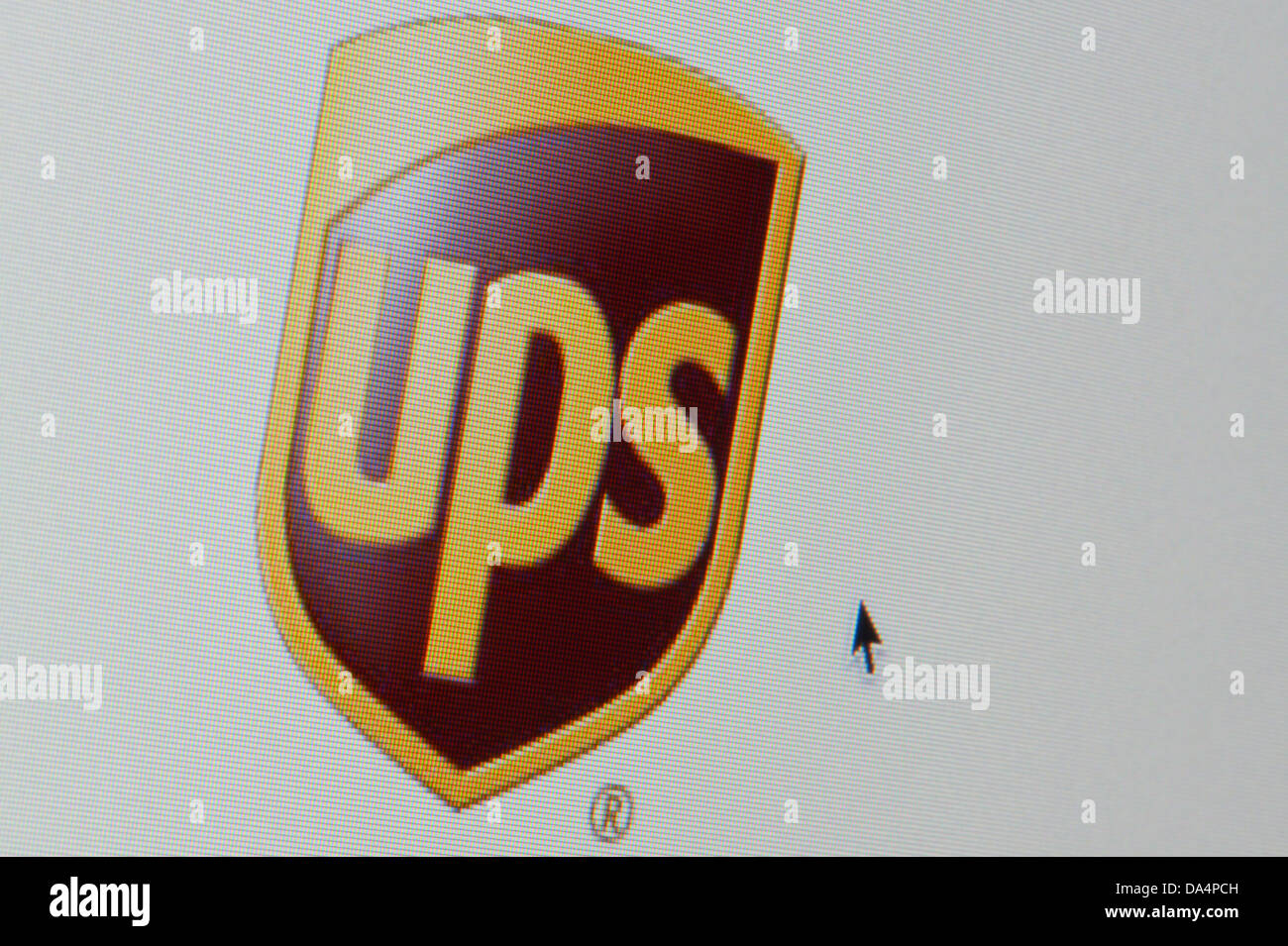 Nahaufnahme von der UPS-Logo, wie auf ihrer Website zu sehen. (Nur zur redaktionellen Verwendung: print, TV, e-Book und redaktionelle Webseite). Stockfoto