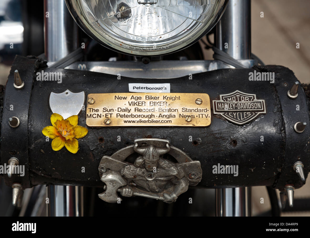 Harley-Davidson Motorrad im Besitz von Viker Biker, Peterborough, England Stockfoto