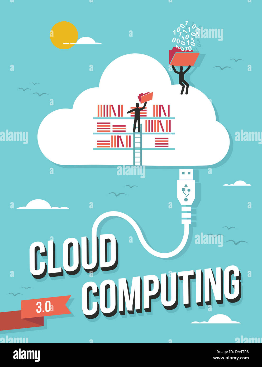 Cloud computing Business Konzept Retro-Abbildung. Vektor-Datei geschichtet für einfache Handhabung und individuelle Farbgebung. Stockfoto