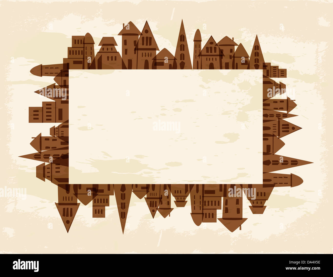 Braue Stadt Rahmenkonzept über Grunge Hintergrund. Vektor-Datei geschichtet für einfache Handhabung und individuelle Farbgebung. Stockfoto