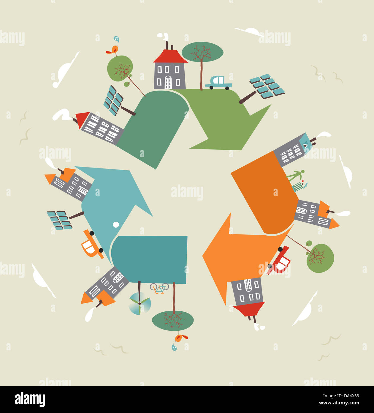 Go green Recycling trendige Symbol Welt. Vektor-Illustration für einfache Handhabung und individuelle Färbung geschichtet. Stockfoto