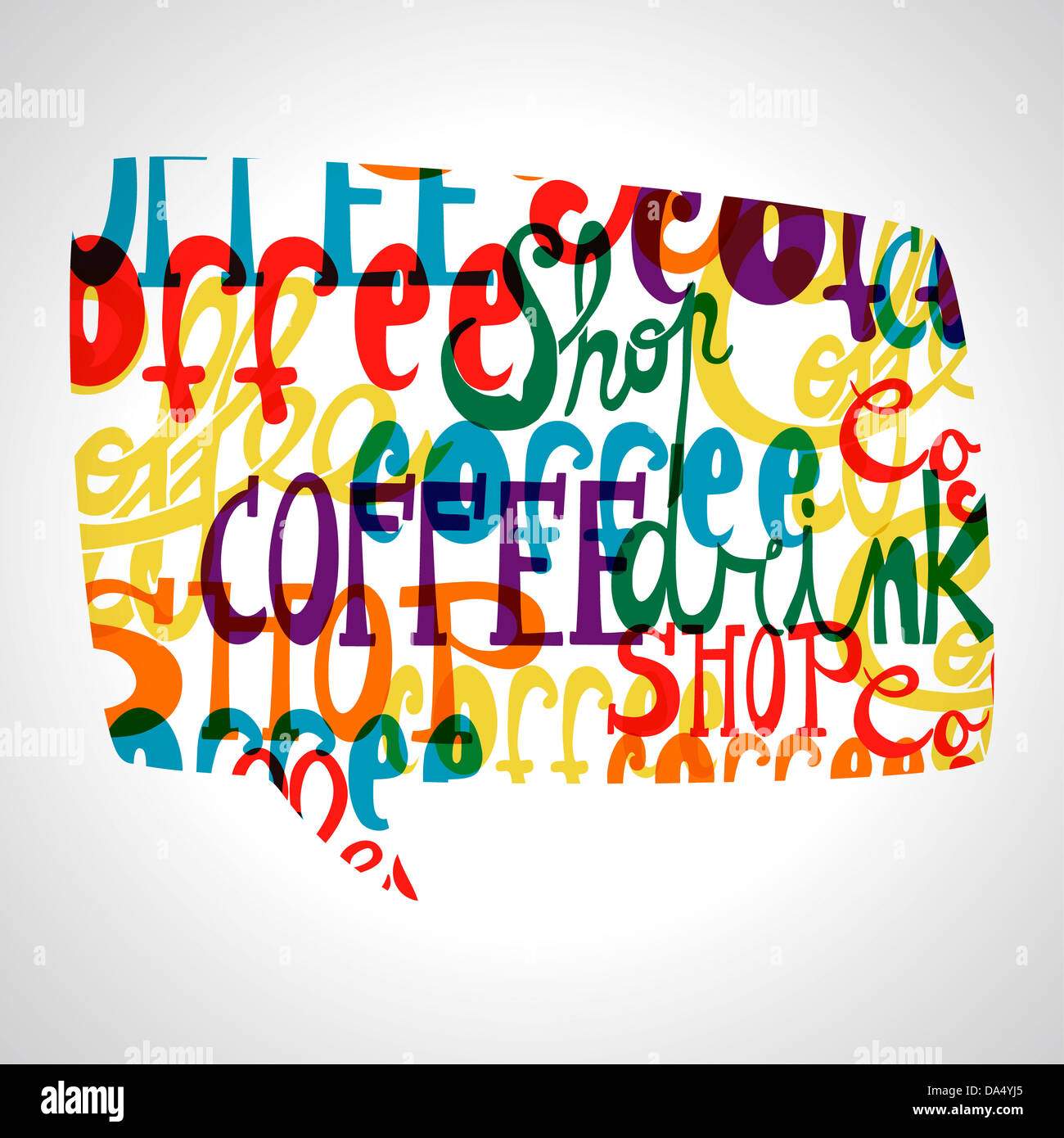 Bunte Café soziale Blase Form. EPS10 Dateiversion. Diese Darstellung enthält Folien und ist für einfache Handhabung und individuelle Färbung geschichtet. Stockfoto