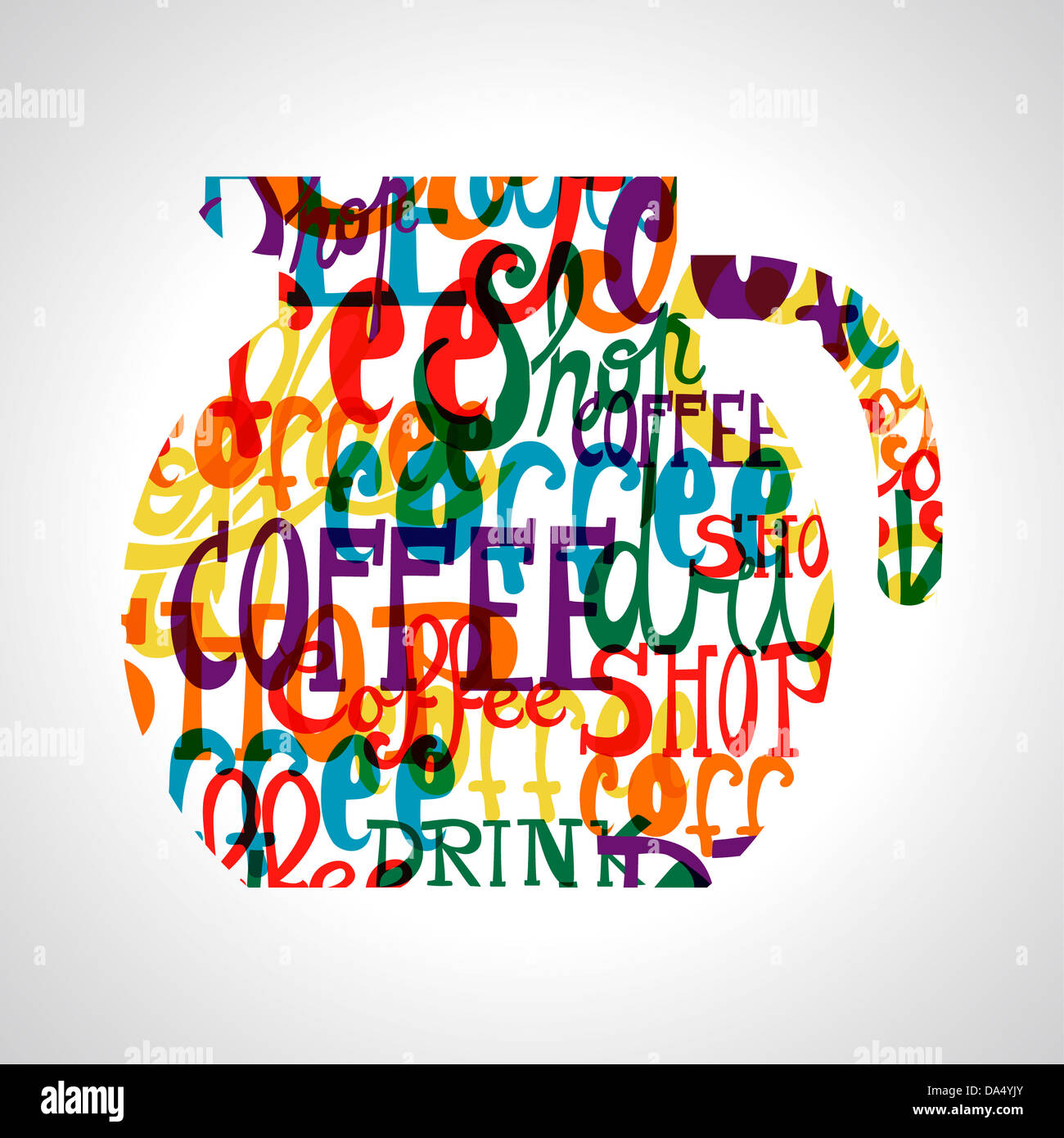 Bunte Kaffee Kreisform. EPS10 Dateiversion. Diese Darstellung enthält Folien und ist für einfache Handhabung und individuelle Färbung geschichtet. Stockfoto