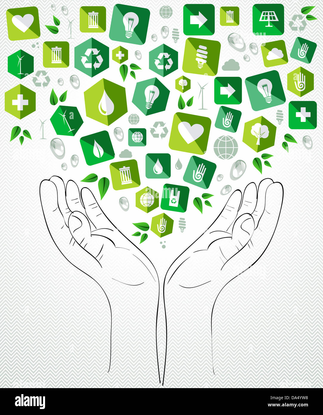 Grüne Symbole offenen Händen Konzept Splash. Vektor-Datei geschichtet für einfache Handhabung und individuelle Farbgebung. Stockfoto