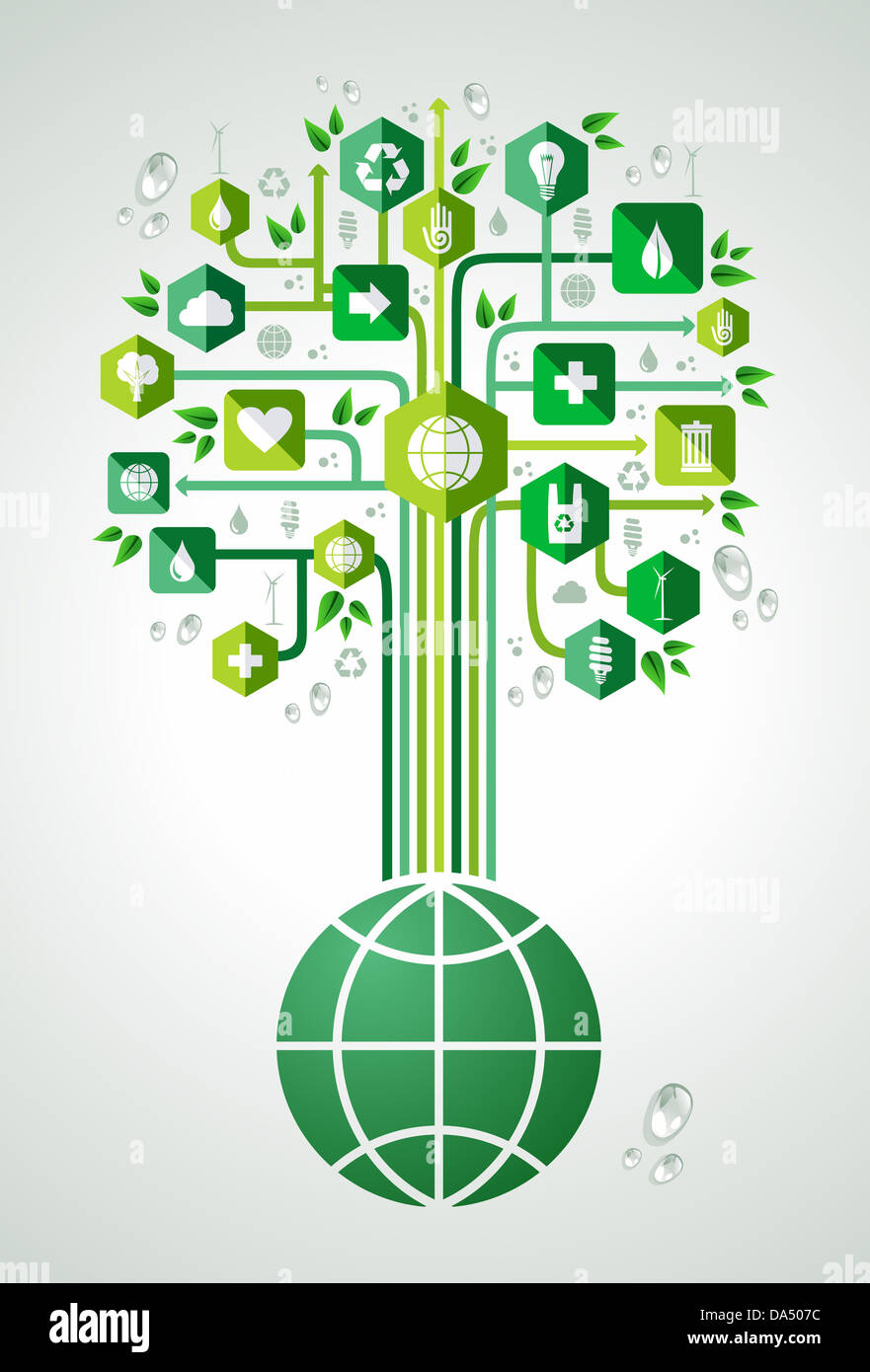 Grünen Icons set Baum auf der ganzen Welt. Vektor-Datei geschichtet für einfache Handhabung und individuelle Farbgebung. Stockfoto