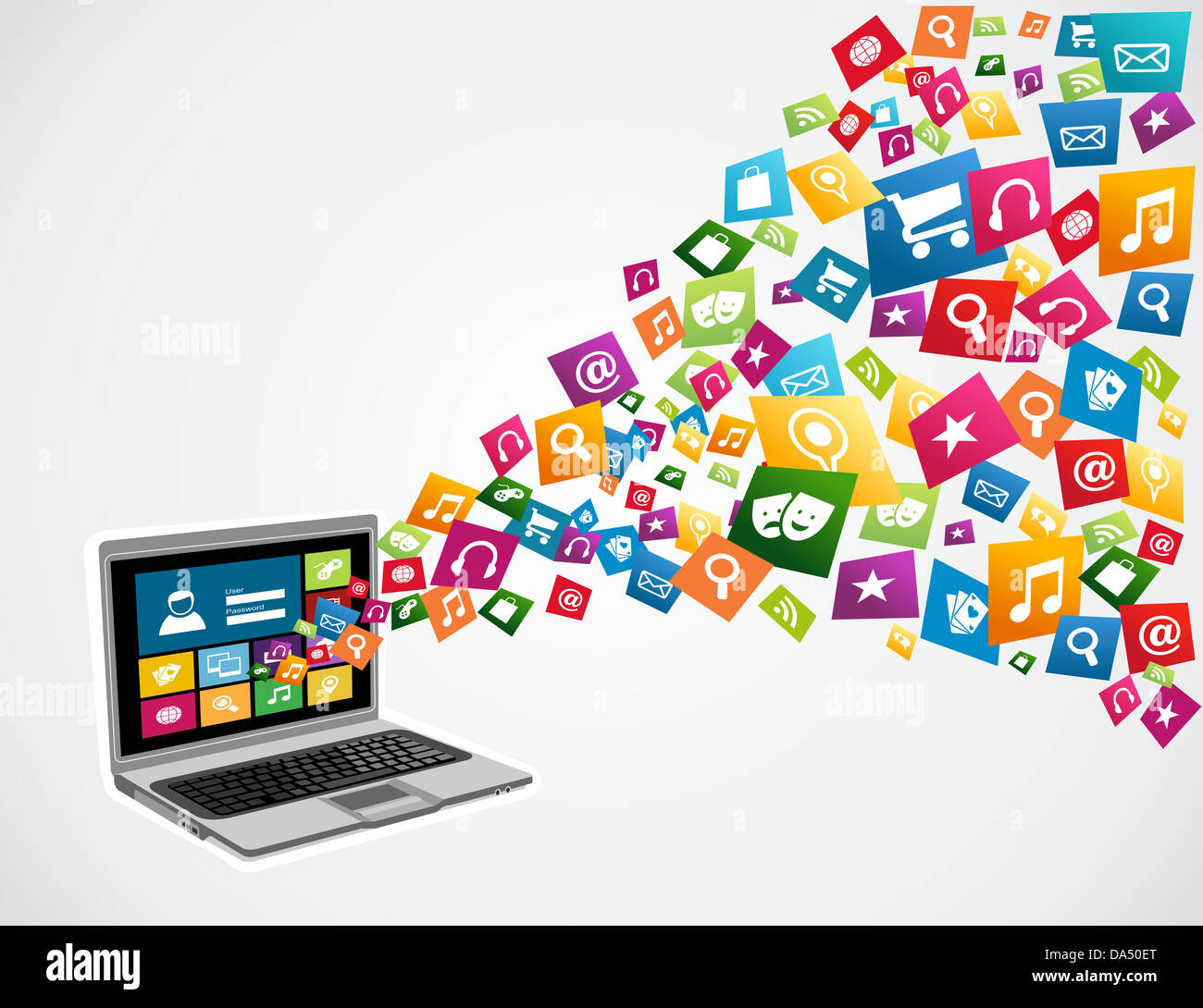 Online-social-Media Symbolsatz-Anwendungen Konzept Hintergrund. Vektor-Illustration für einfache Handhabung und individuelle Färbung geschichtet. Stockfoto