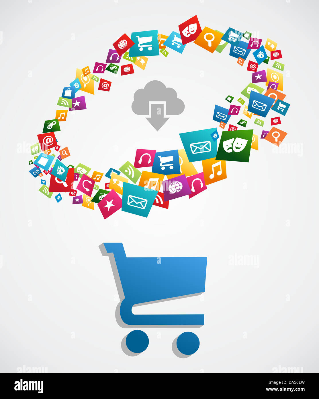 Online-social-Media, Einkaufen Symbol legen Konzept Hintergrund. Vektor-Illustration für einfache Handhabung und individuelle Färbung geschichtet. Stockfoto