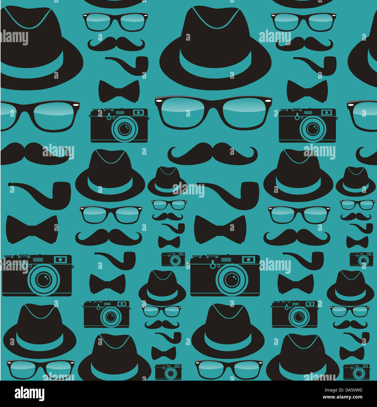 Vintage Hipster Stilgruppe Zubehör Musterdesign. Vektor-Datei geschichtet für einfache Handhabung und individuelle Farbgebung. Stockfoto