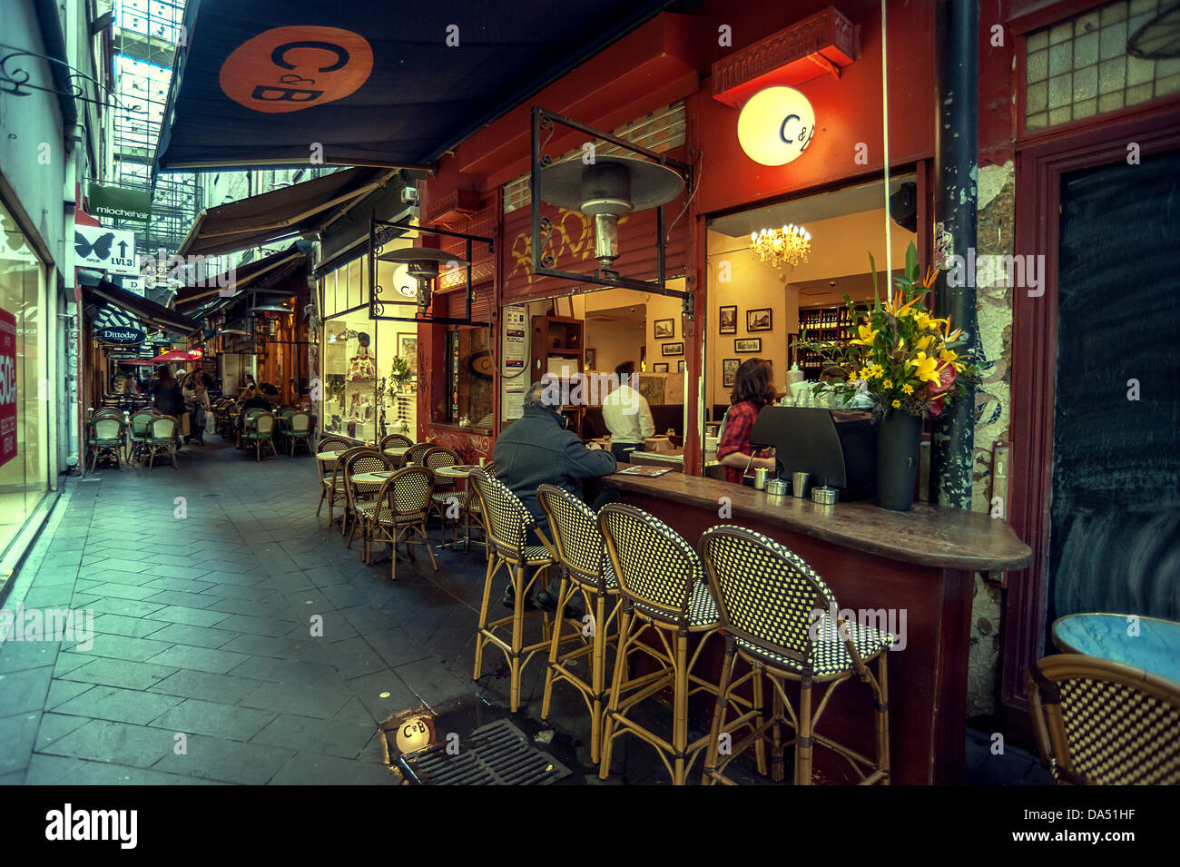 Melbourne-Café und Restaurant Lane Block Platz Stockfoto