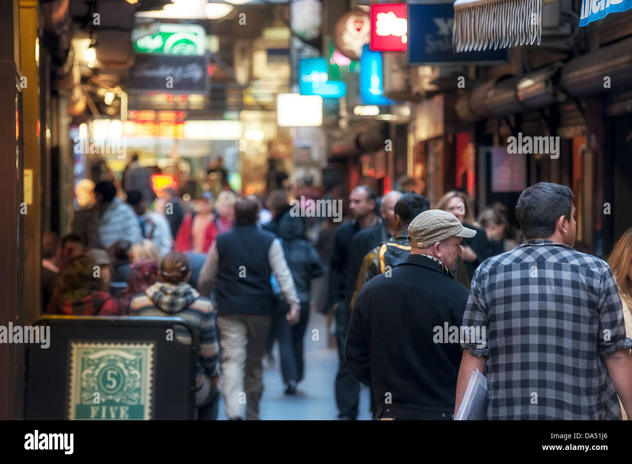 Melbourne-Café und Restaurant Hub Centre Place Stockfoto
