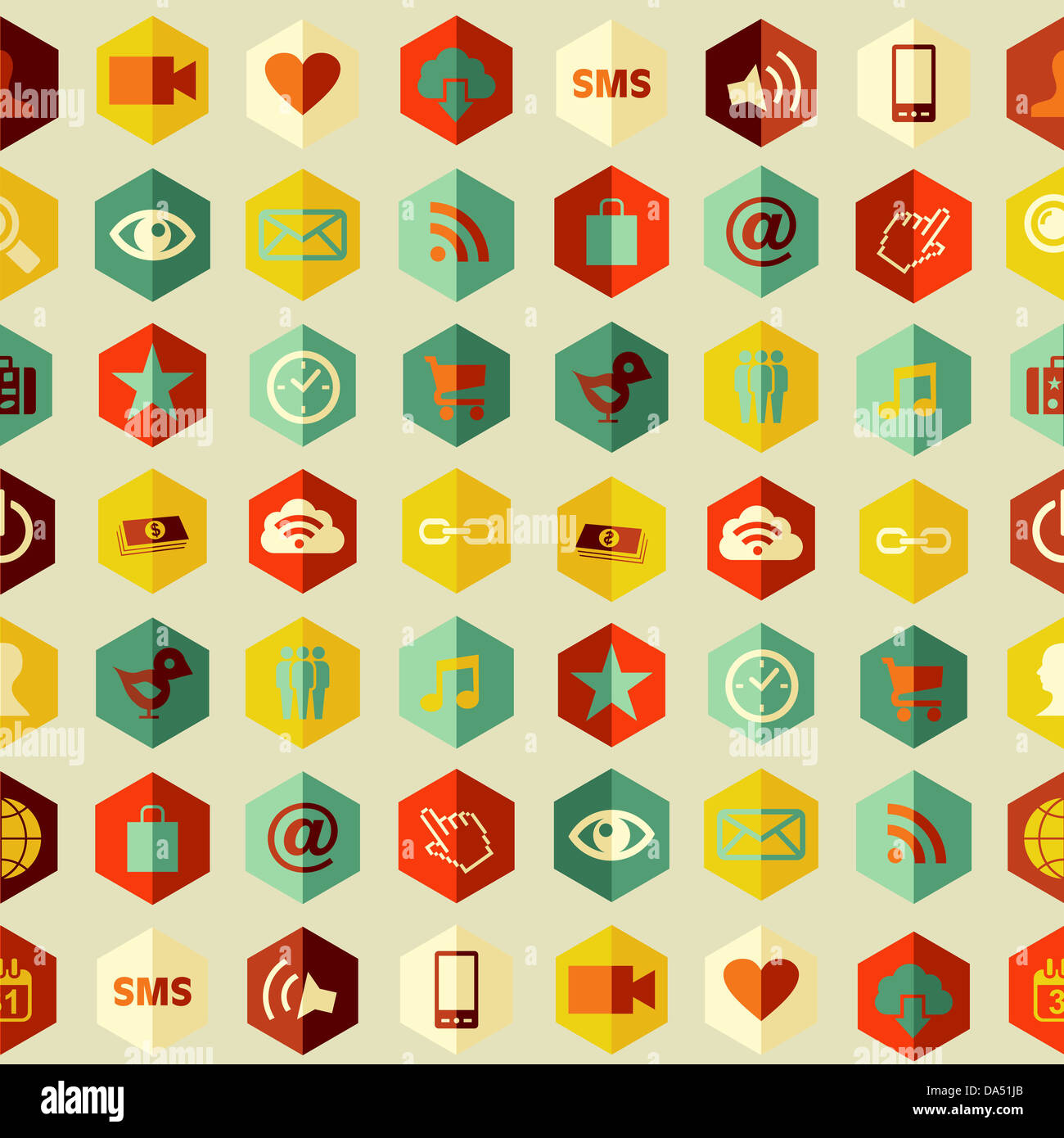 Social-Media-apps Icons Musterdesign. Vektor-Illustration für einfache Handhabung und individuelle Färbung geschichtet. Stockfoto