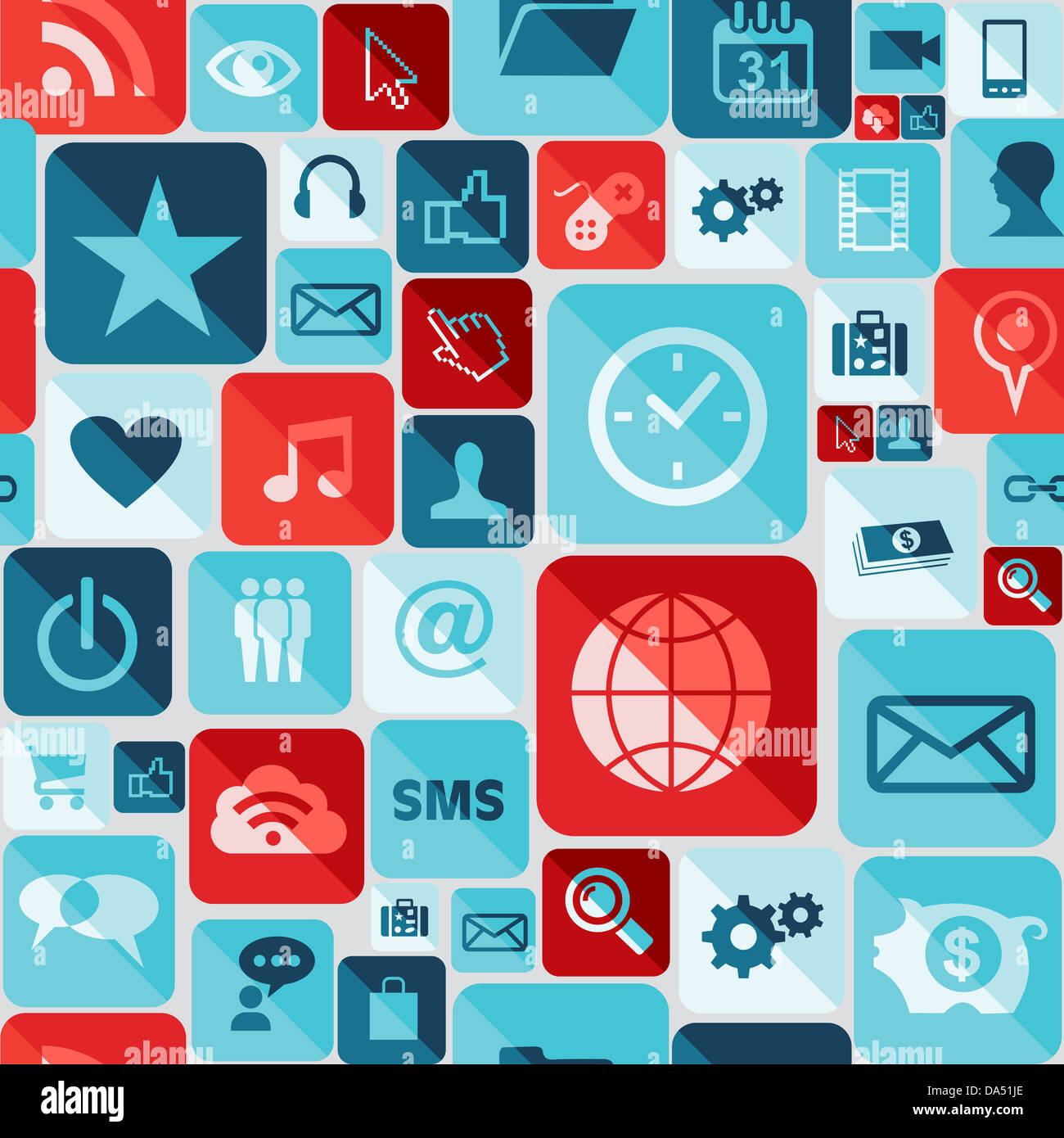 Mehrfarbige app Icons social Musterdesign Satz. Vektor-Illustration für einfache Handhabung und individuelle Färbung geschichtet. Stockfoto