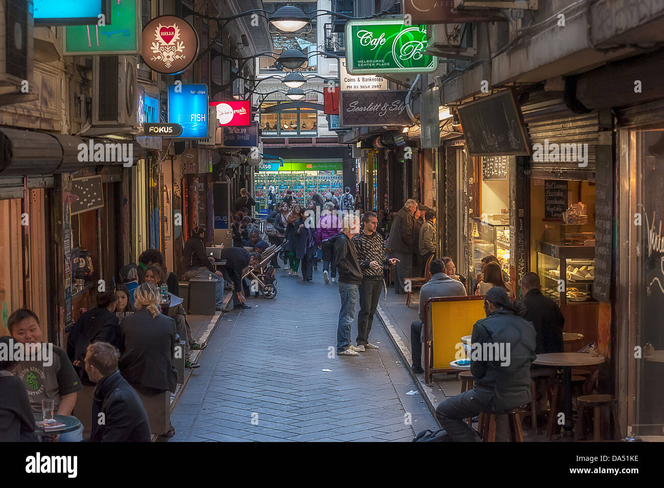 Melbourne-Café und Restaurant Hub Centre Place Stockfoto