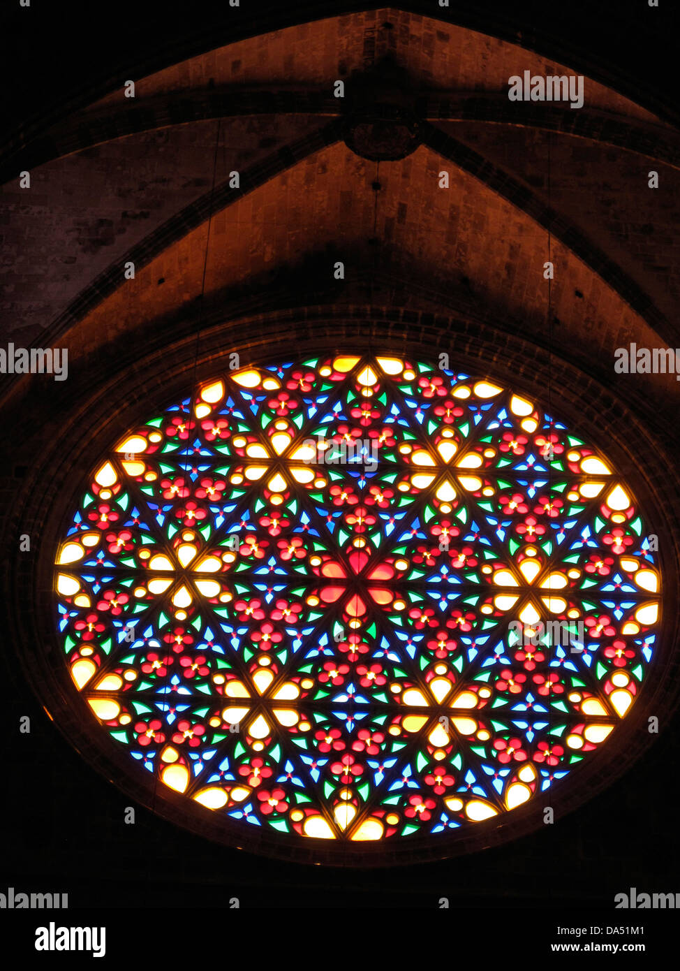 Rosette-Fenster, la Seu, Kathedrale von Santa Maria di Palma, Palma De Mallorca, Mallorca, Spanien Stockfoto