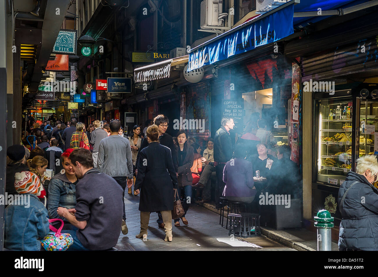Melbourne-Café und Restaurant Hub Centre Place Stockfoto