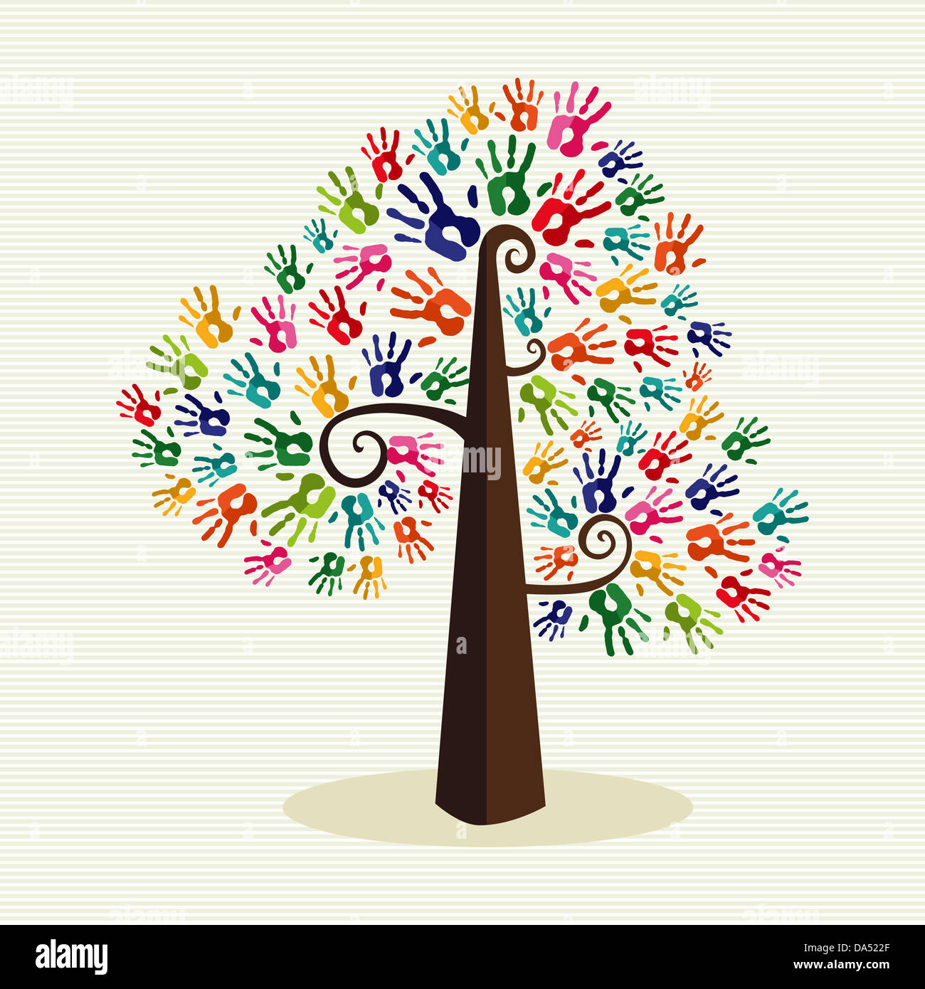 Bunte Vielfalt Baum übergibt Streifen Muster Hintergrund Illustration. Vektor-Datei geschichtet für einfache Handhabung und individuelle Farbgebung. Stockfoto