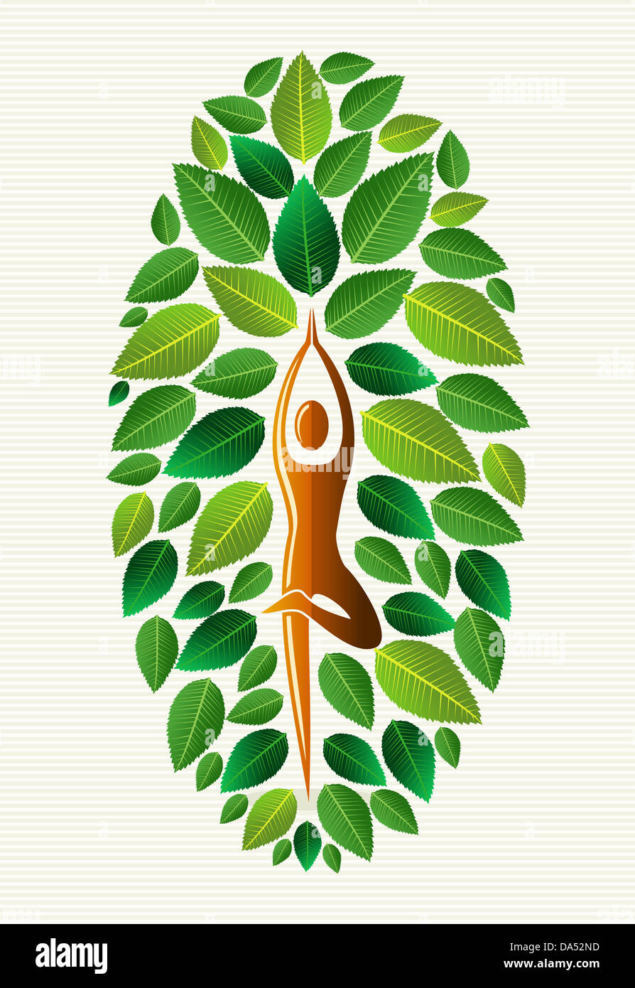 Yoga Übung menschlichen Baum Blattentwurf. Vektor-Datei geschichtet für einfache Handhabung und individuelle Farbgebung. Stockfoto